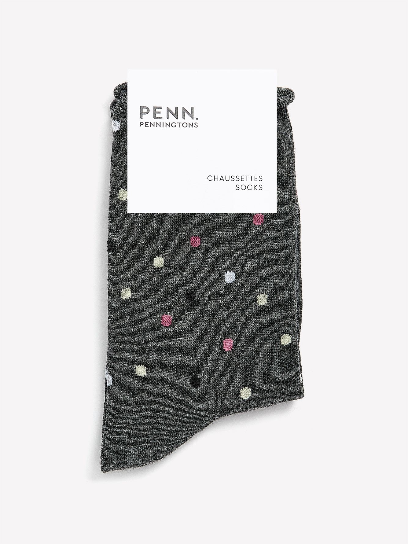 Rolled-Edge Crew Socks, Dotted Print