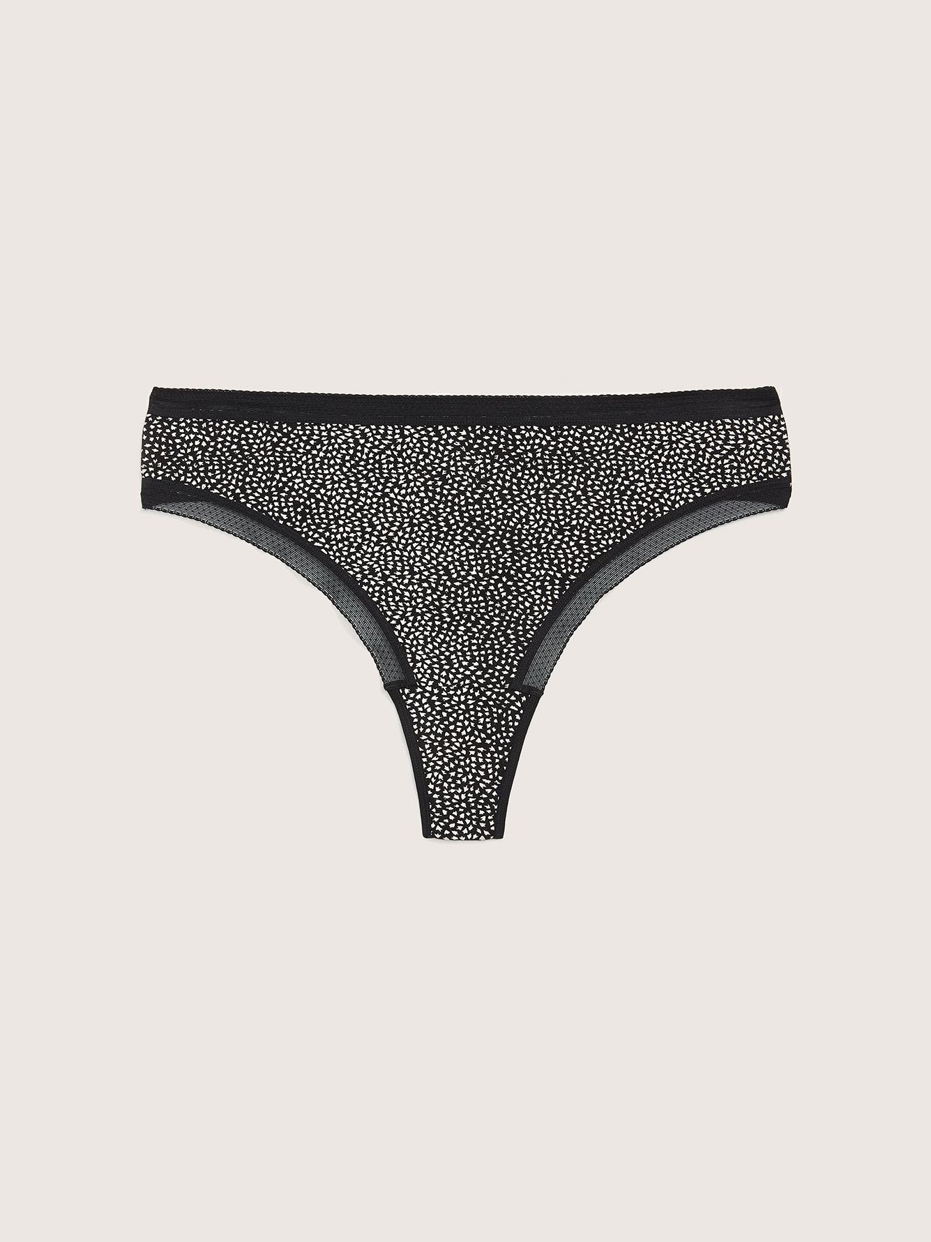 Jersey Cotton Lace Thong, Black and White Print - ti VOGLIO