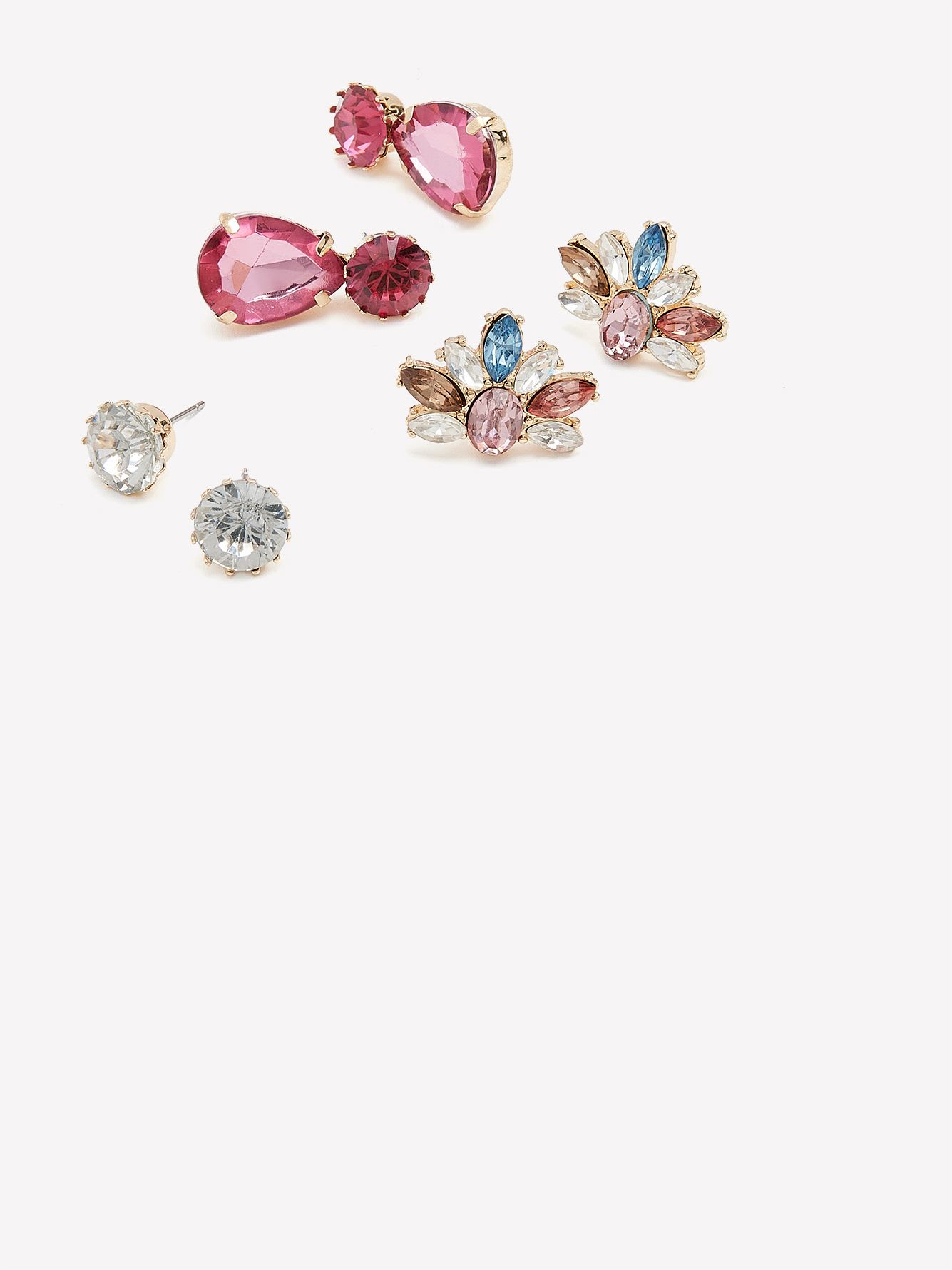 Assorted Fancy Stone Earrings, Set of 3