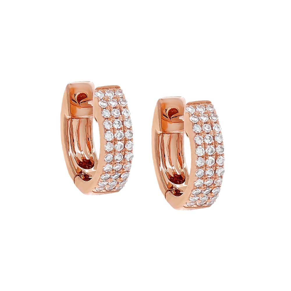 By Adina Eden -DIAMOND TRIPLE ROW HUGGIE EARRING 14K - 14K ROSE GOLD