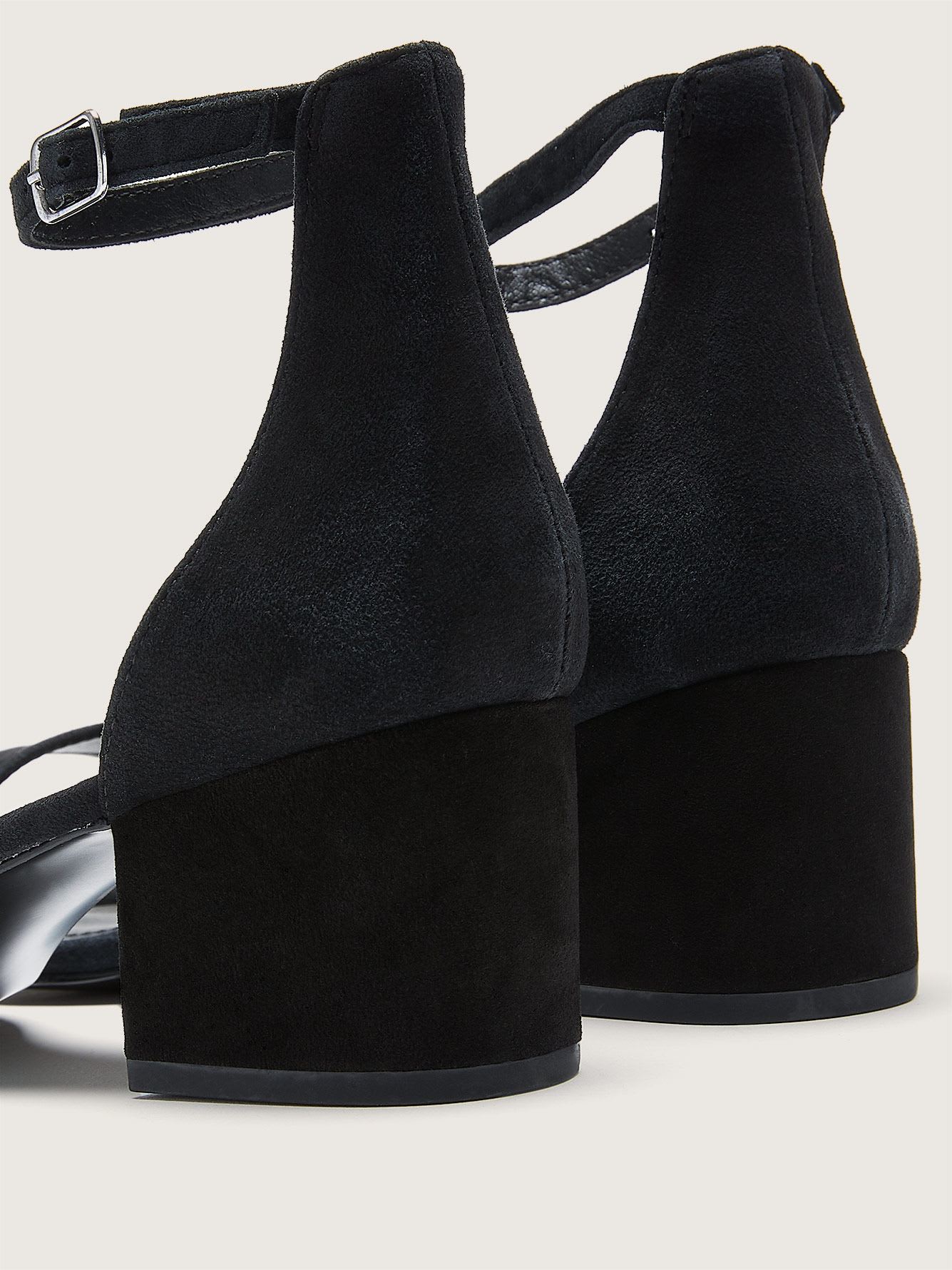 Wide Width, Irene Black Suede Block Heel Sandal - Steve Madden