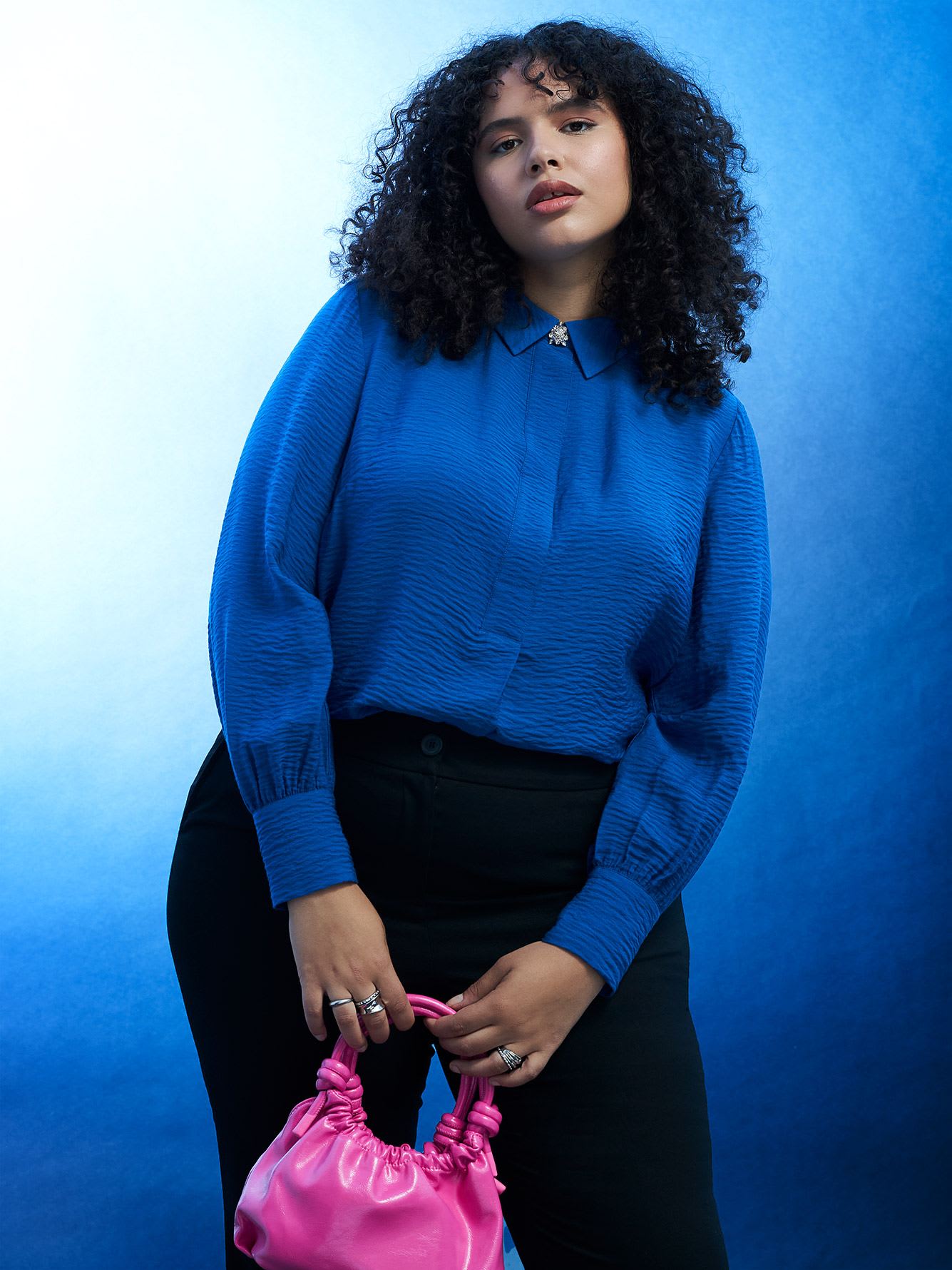 Loose Blouse with Jewel Buttons - Addition Elle