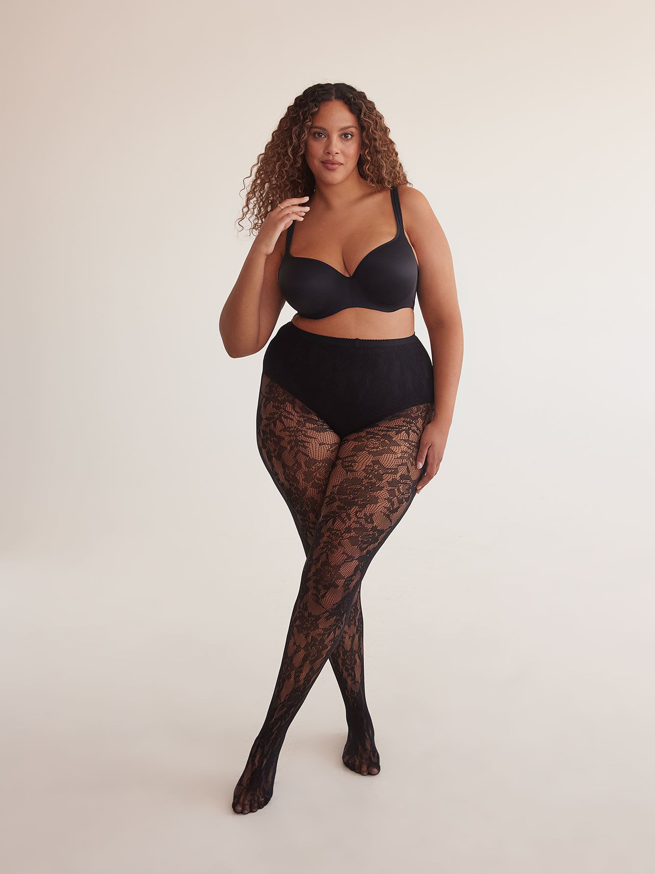 Black Floral Fashion Tights