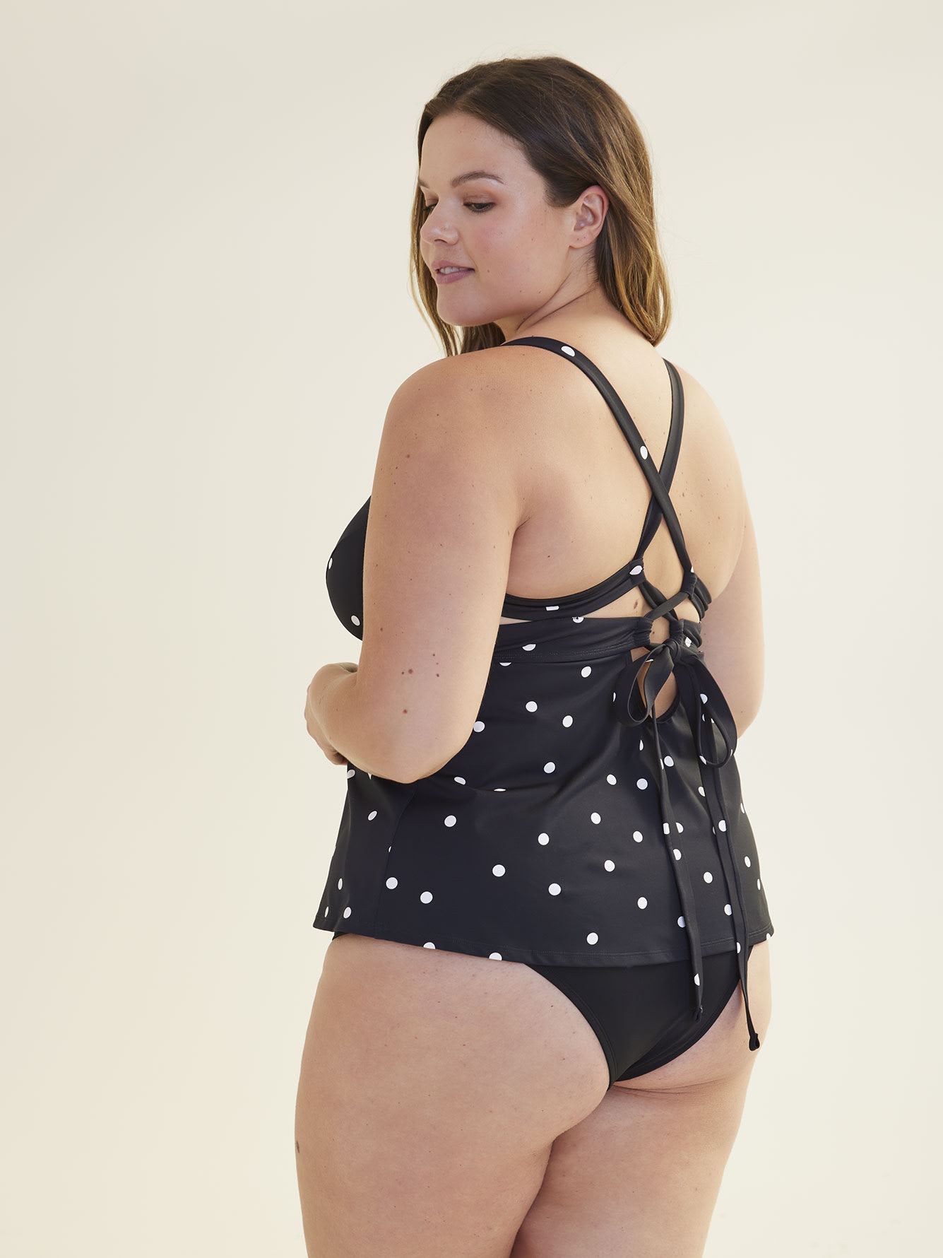 Dotted Empire-Cut A-Line Tankini Top