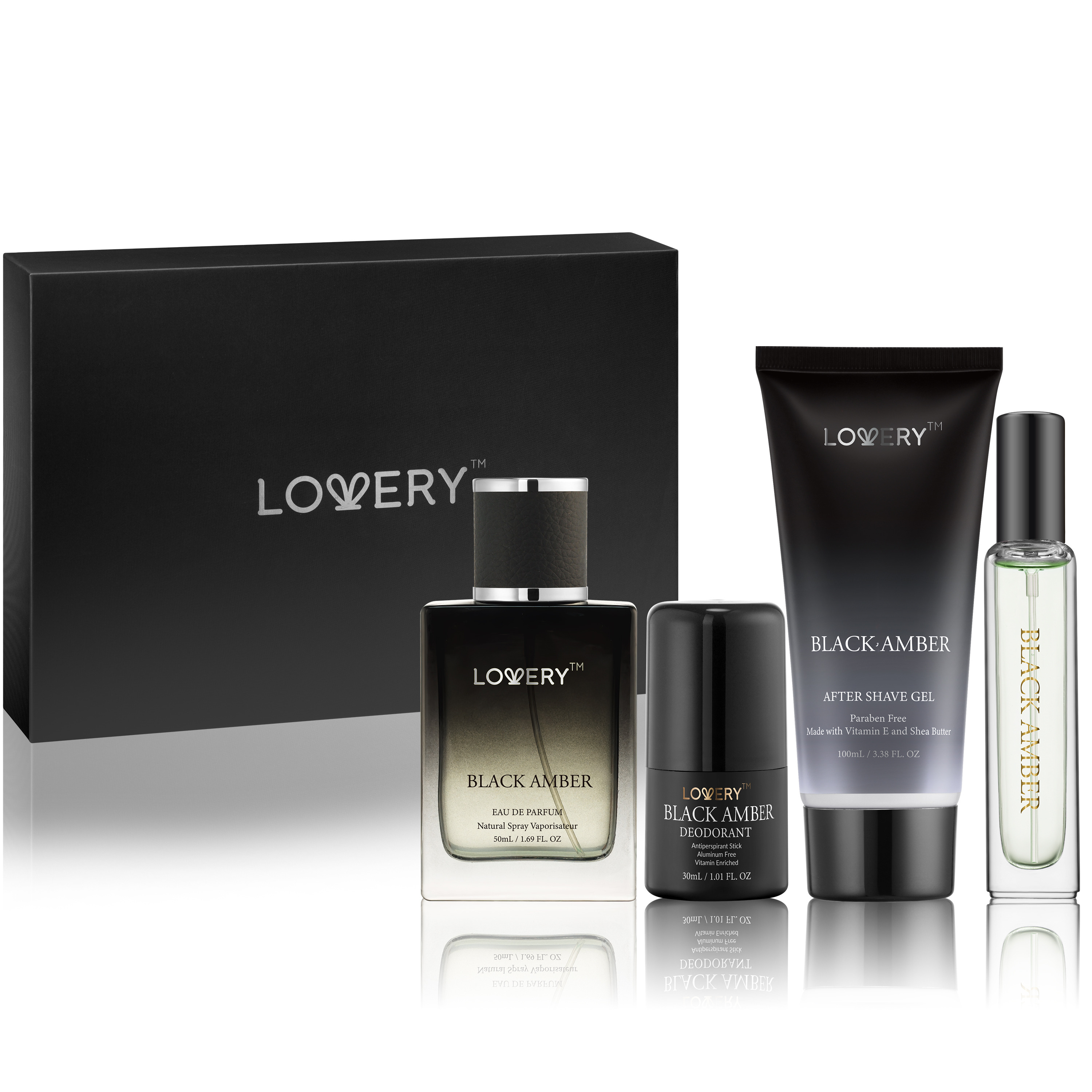 5-Pc. Black Amber Bath & Body Gift Set - Cologne, Shave Gel, Deodorant & More