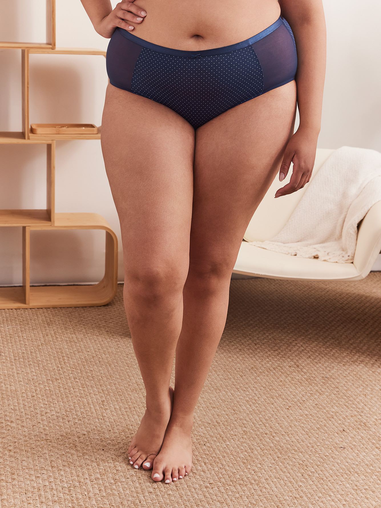 Dotted Microfibre Full Brief with Mesh - Déesse Collection
