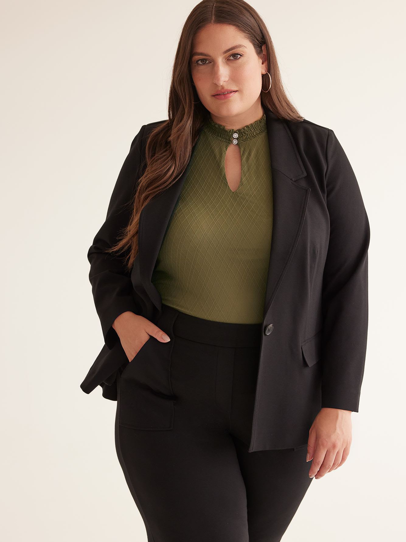 Black Ponte de Roma Jacket with Low Lapels