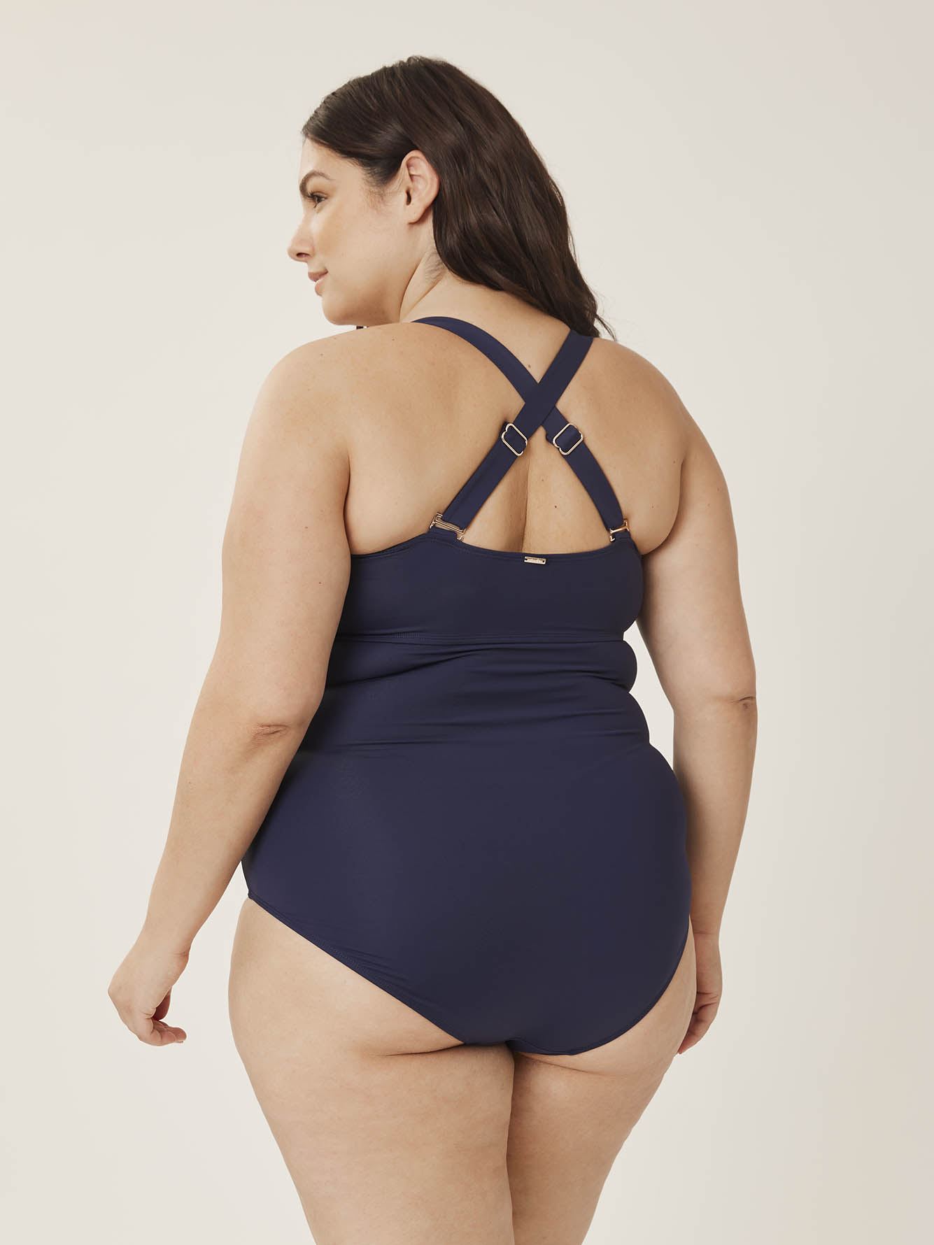 Navy Twisted Front One-Piece Swimsuit - Anne Cole