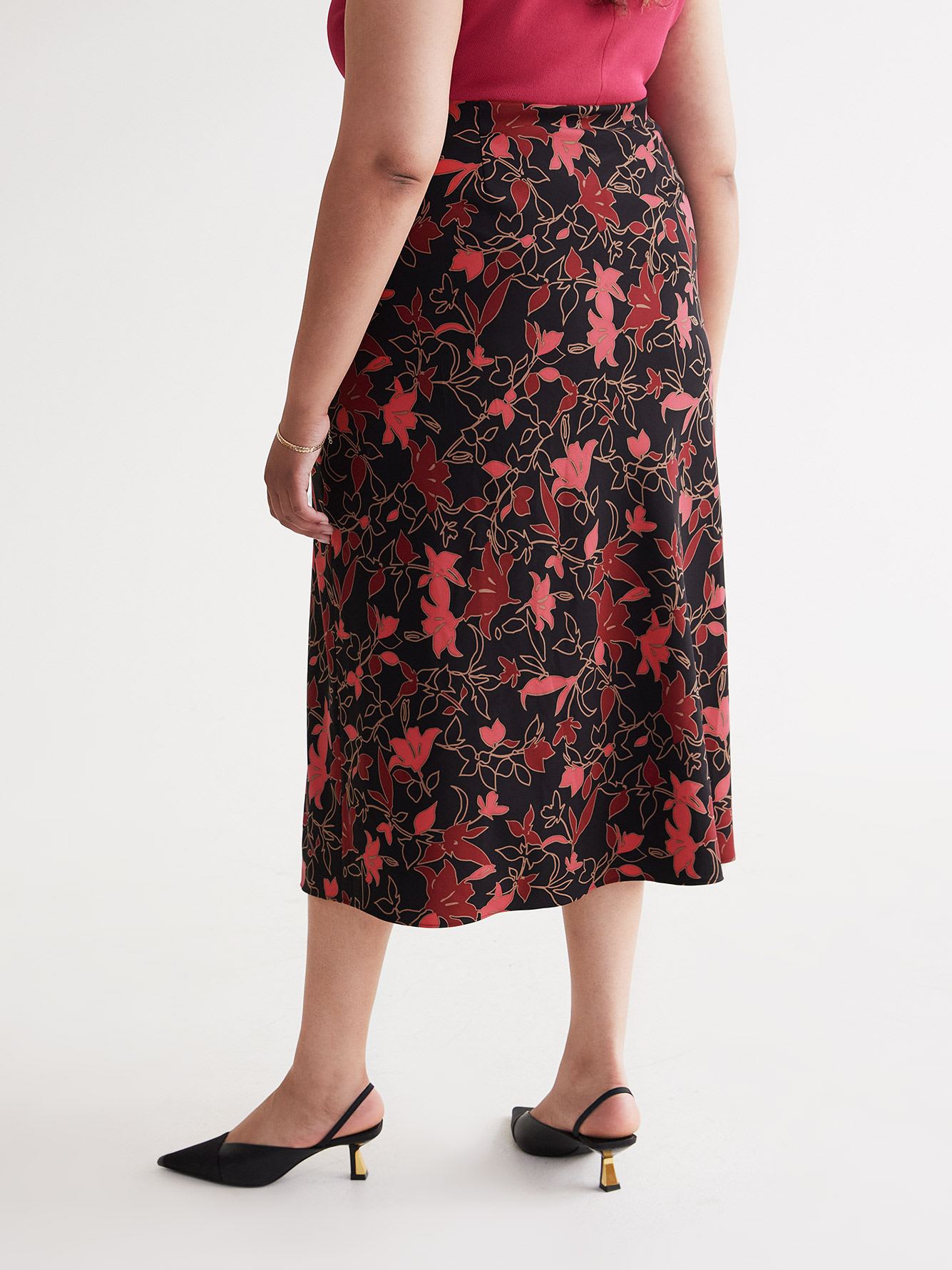 Floral Satin Maxi Slip Skirt