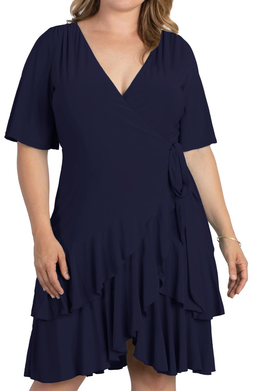 Kiyonna Plus Size Miranda Ruffle Wrap Dress (Plus Size)