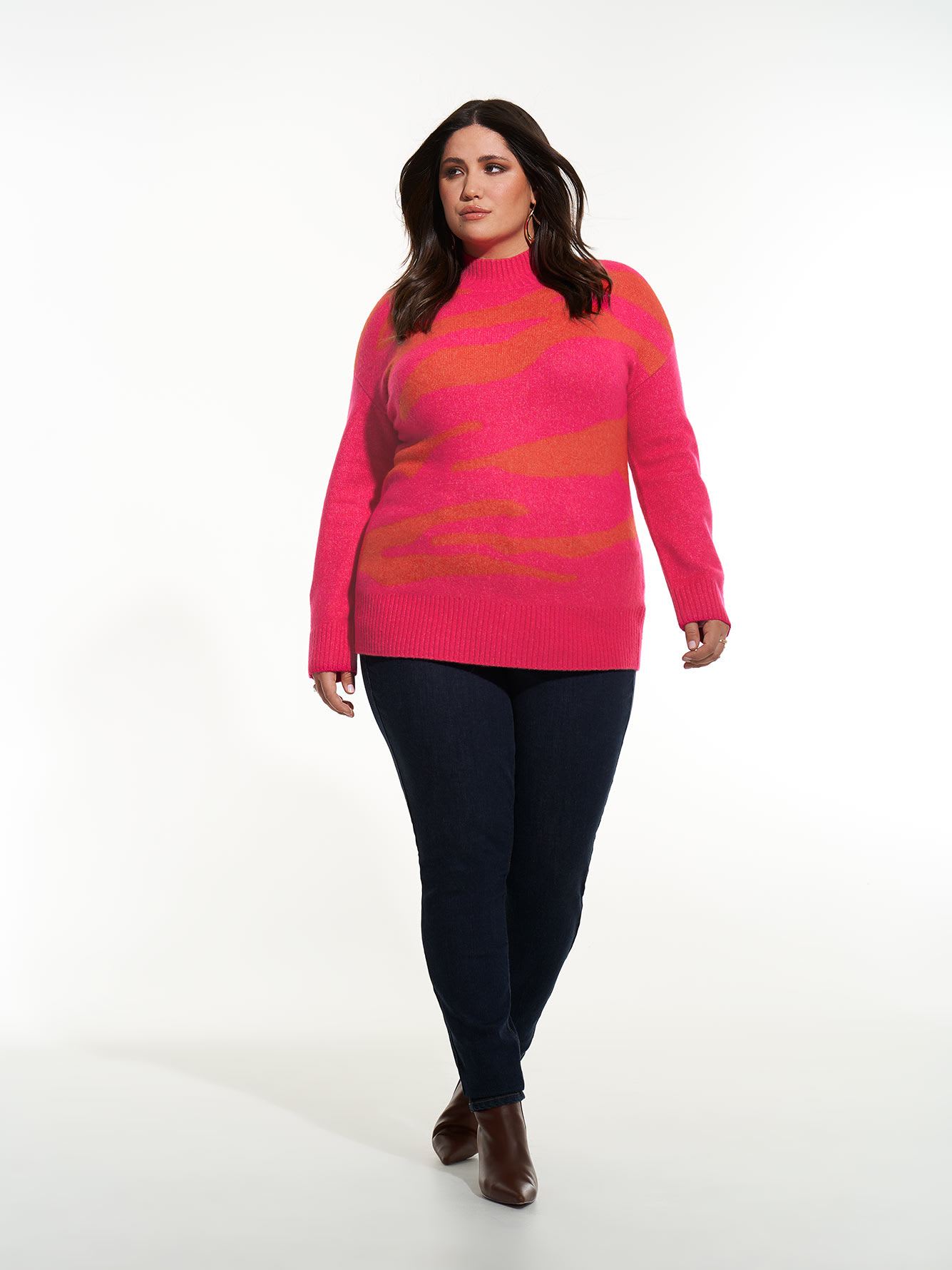 Long Mock-Neck Textured Sweater - Addition Elle