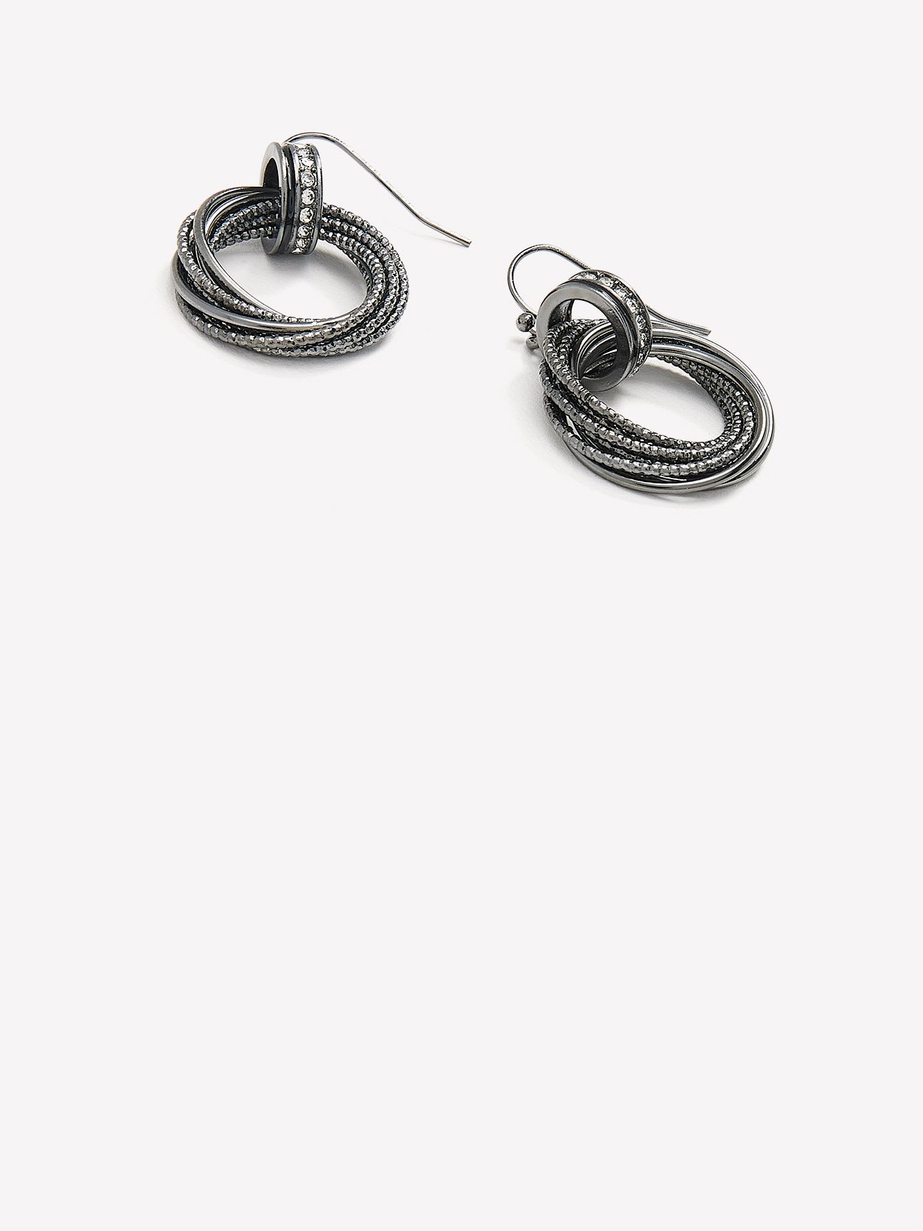 Black Textured Hoop Earrings