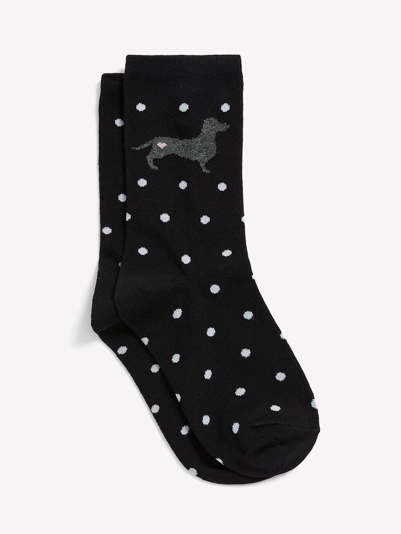 Crew Socks, Dots with Dog Print