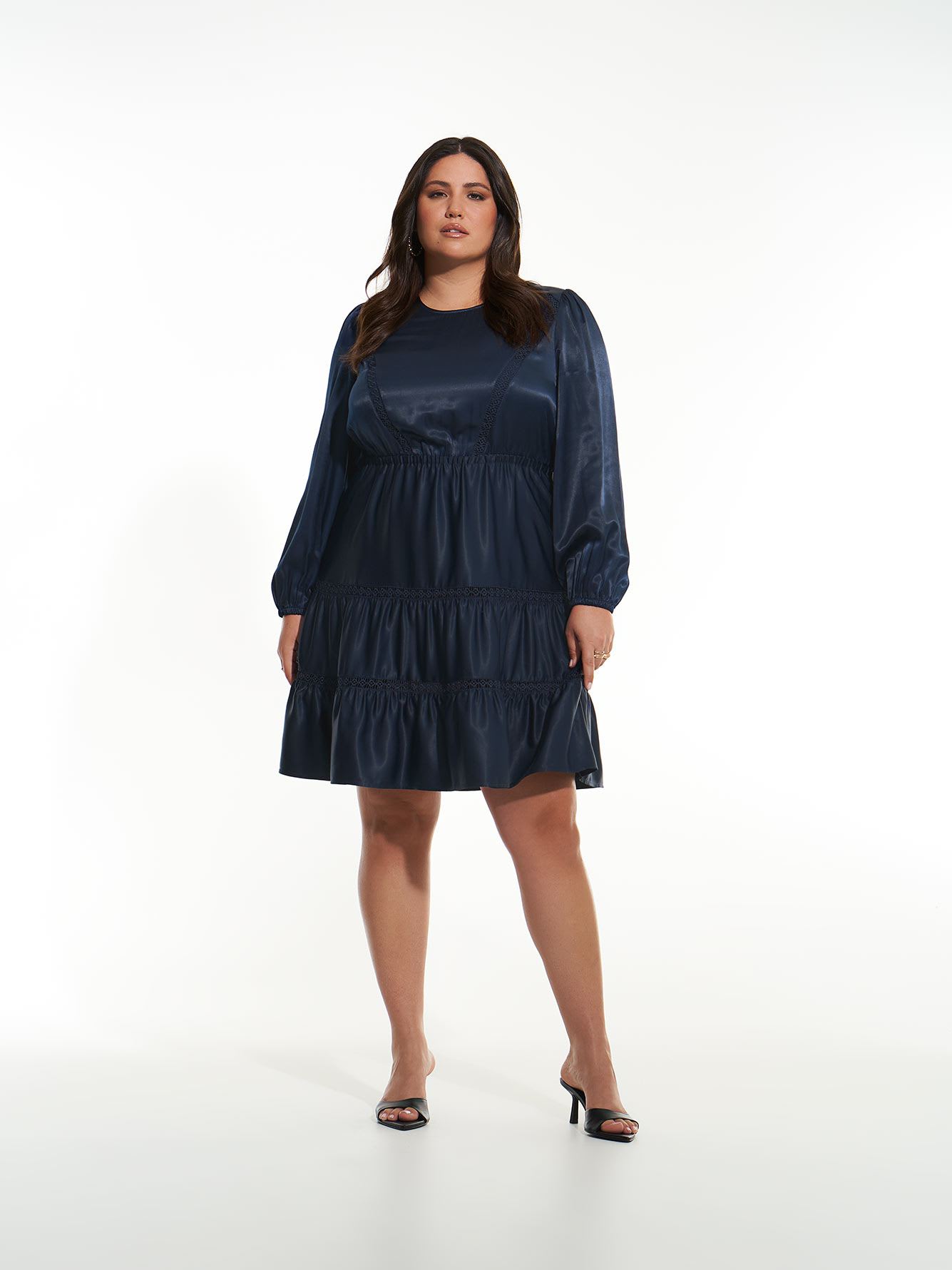 Satin Tiered Dress - Addition Elle
