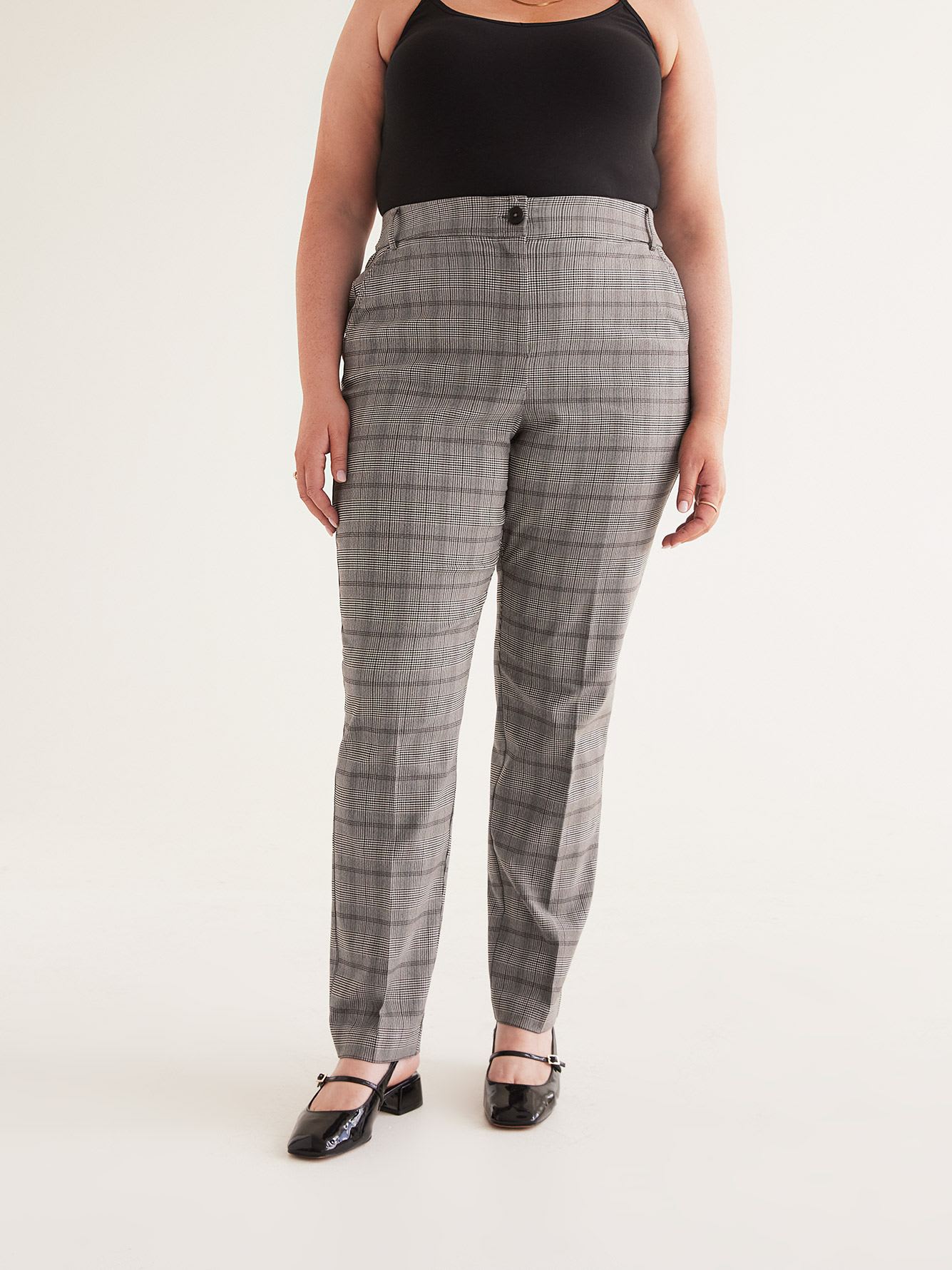 Plaid Curvy-Fit Straight-Leg Pant