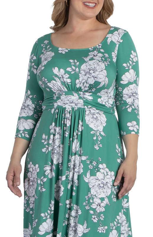 Kiyonna Plus Size Maya Long Sleeve Scoop Neck Maxi Dress (Plus Size)