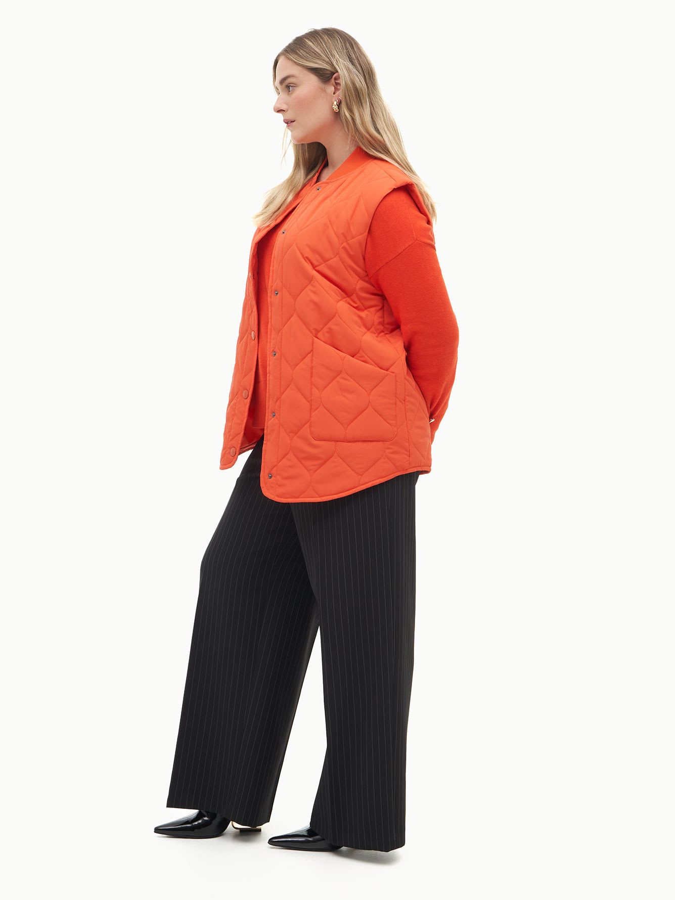 Responsible, Quilted Vest With Rib Knit At Collar - Addition Elle