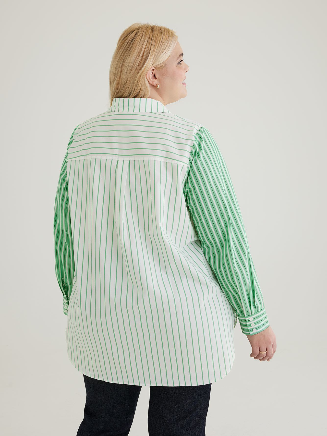 Pinstripe Poplin Shirt With Shirt Tail