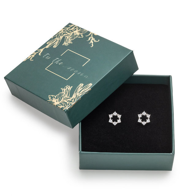 Holiday Gift Box with Clear Crystal Dainty Wreath Stud Earrings - callura