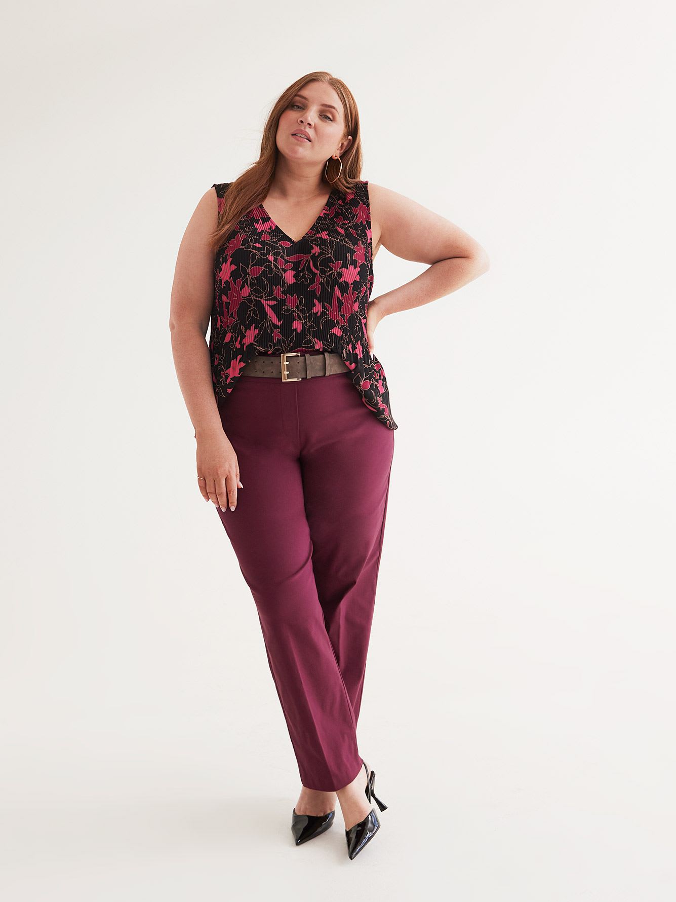 Responsible, Maroon Straight-Leg Savvy Pant - PENN. Essentials