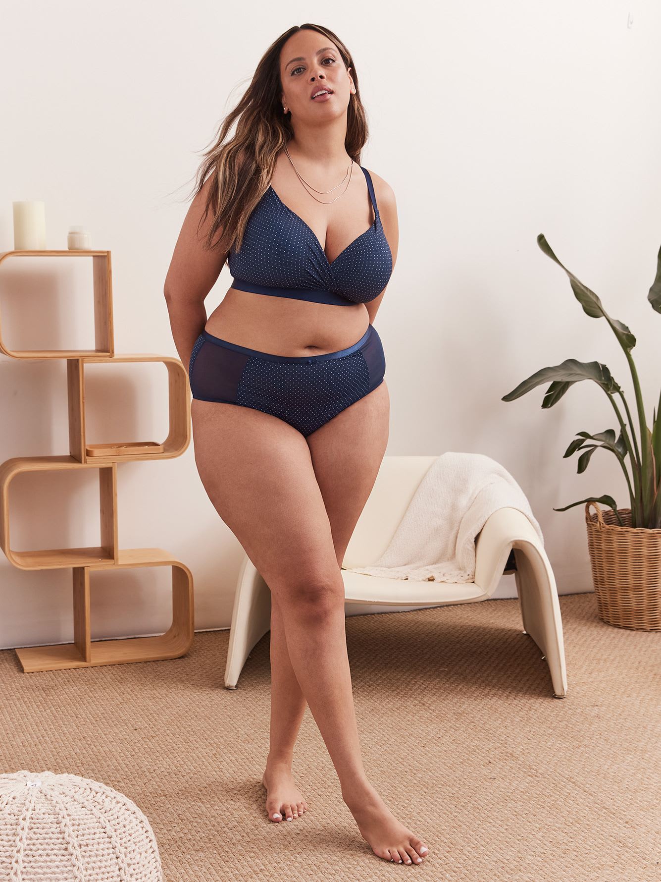 Dotted Microfibre Full Brief with Mesh - Déesse Collection