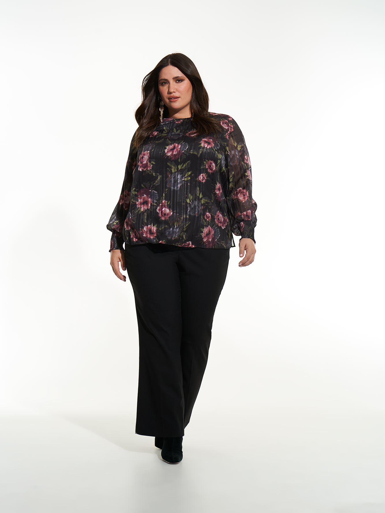 Floral Swing Blouse with Smocking Details - Addition Elle