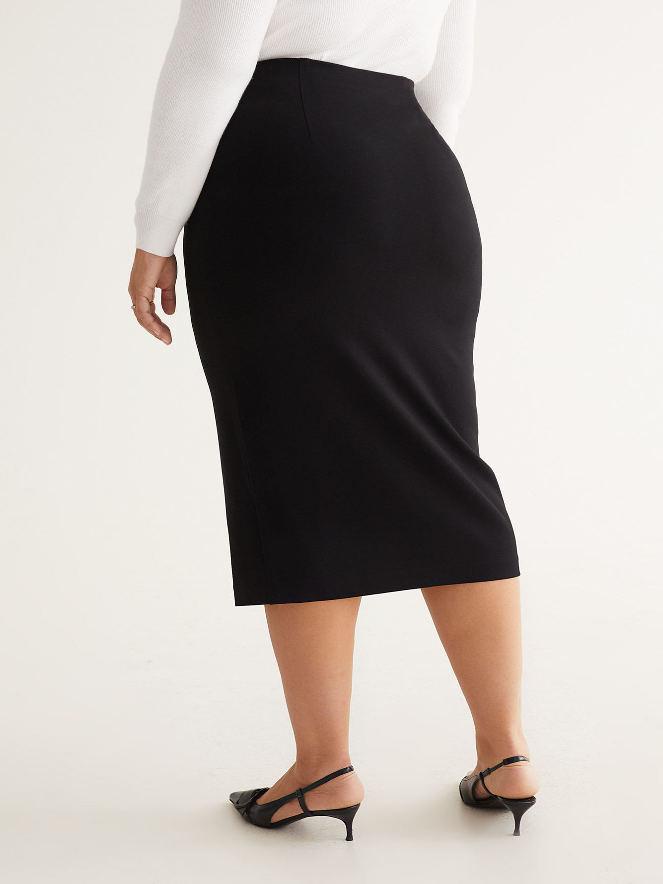 Black Essential Ponte de Roma Midi Pencil Skirt