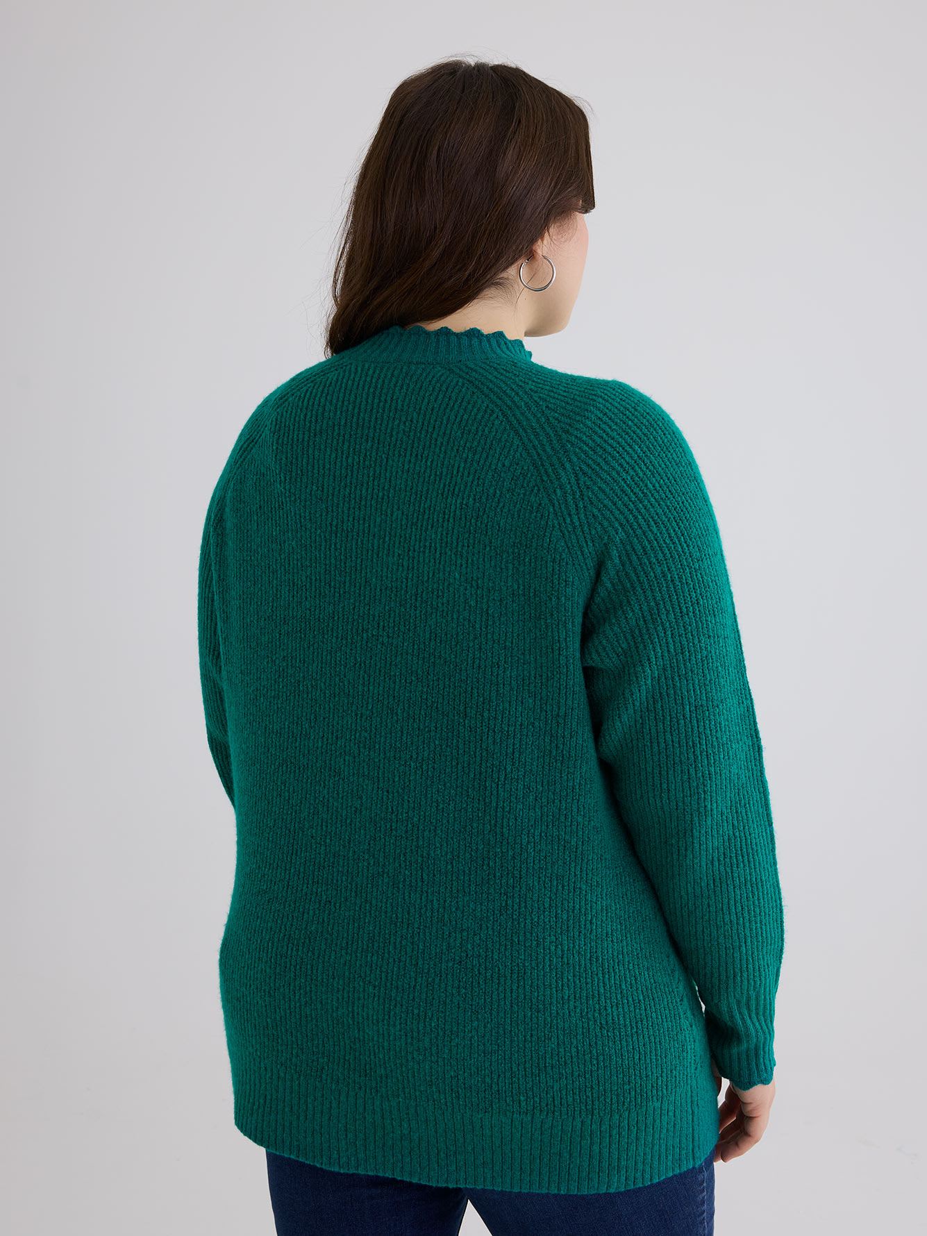 Pointelle Sweater with Scallop Edges
