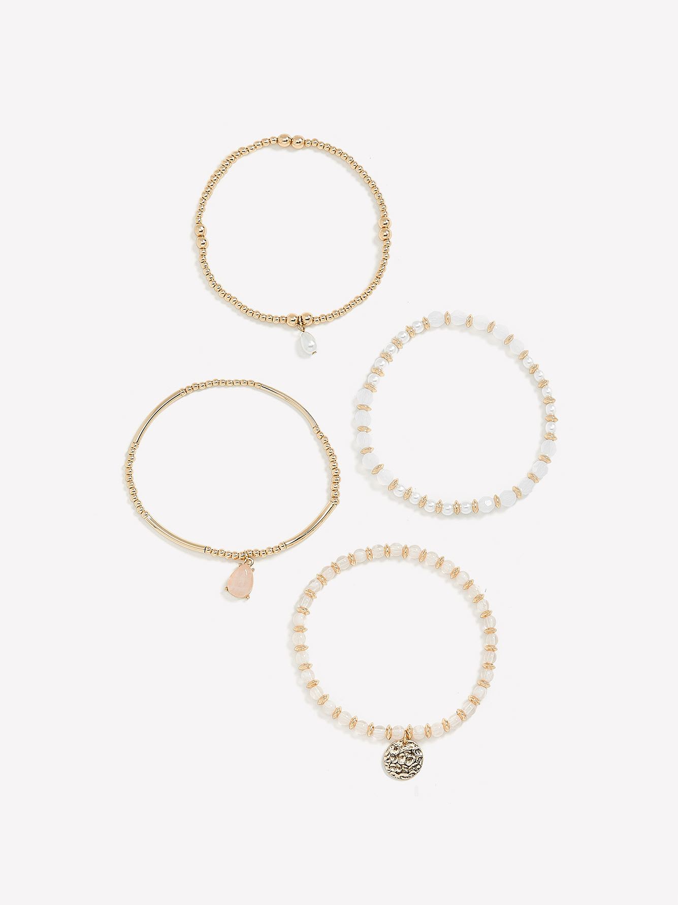 Stretch Bracelets with Stones, Set of 4