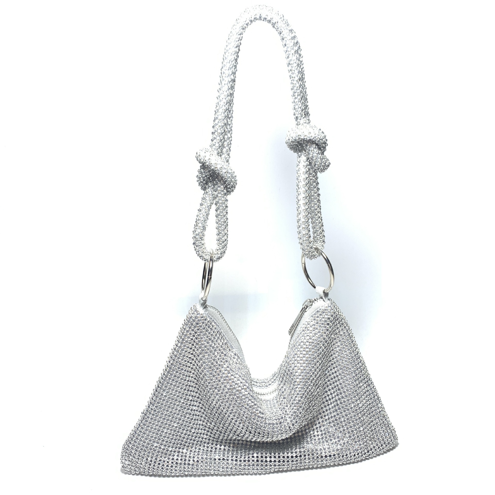Silvertone Crystal Mesh Evening Clutch Bag - Don't AsK