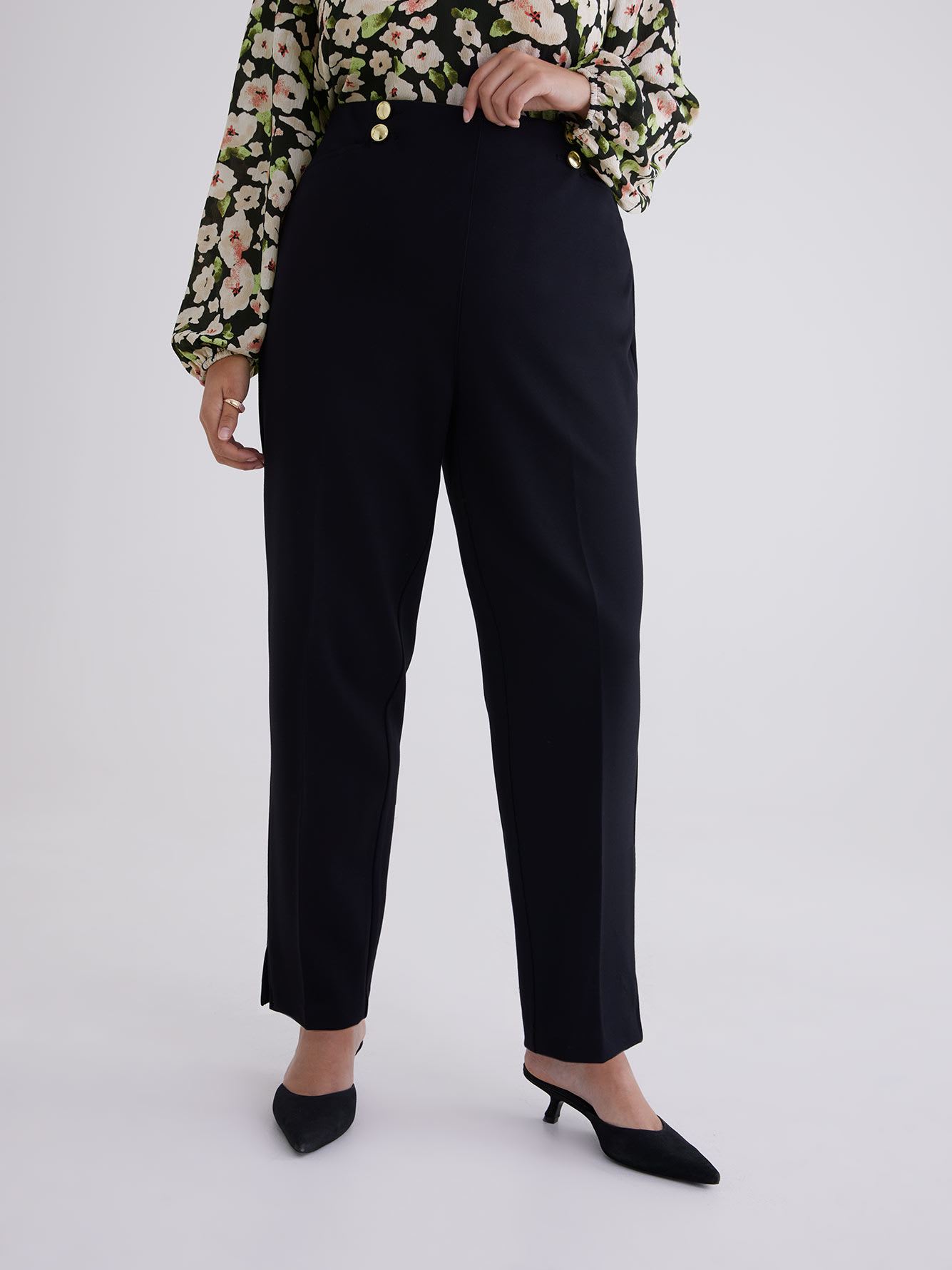 Essential High-Waisted Nautical Pant with Tapered-Leg