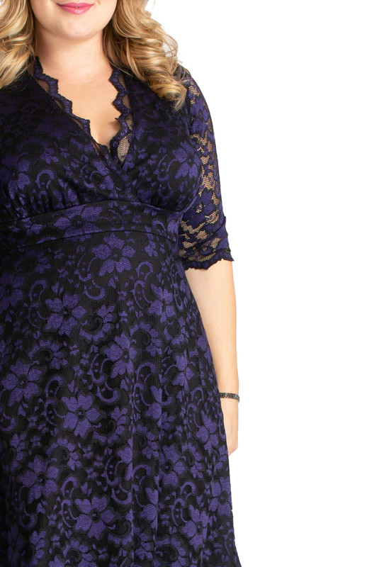 Kiyonna Plus Size Mon Cherie Floral Lace Cocktail Dress (Plus Size)