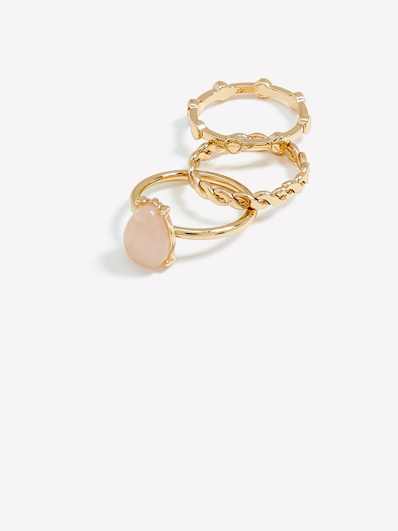 Assorted Golden Rings with Coloured Stones, Set of 3