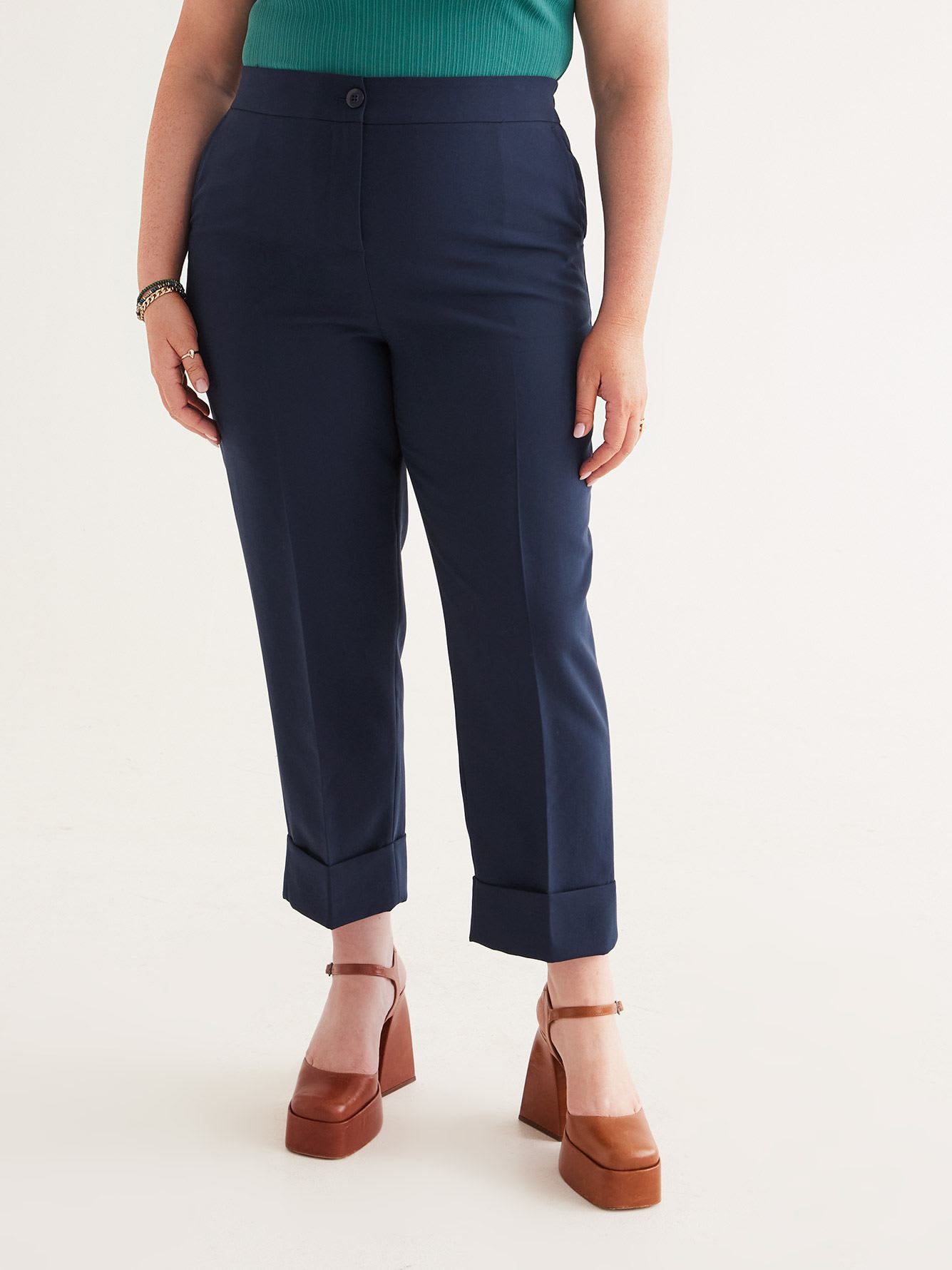 Straight Leg Ankle Pant with Cuffs