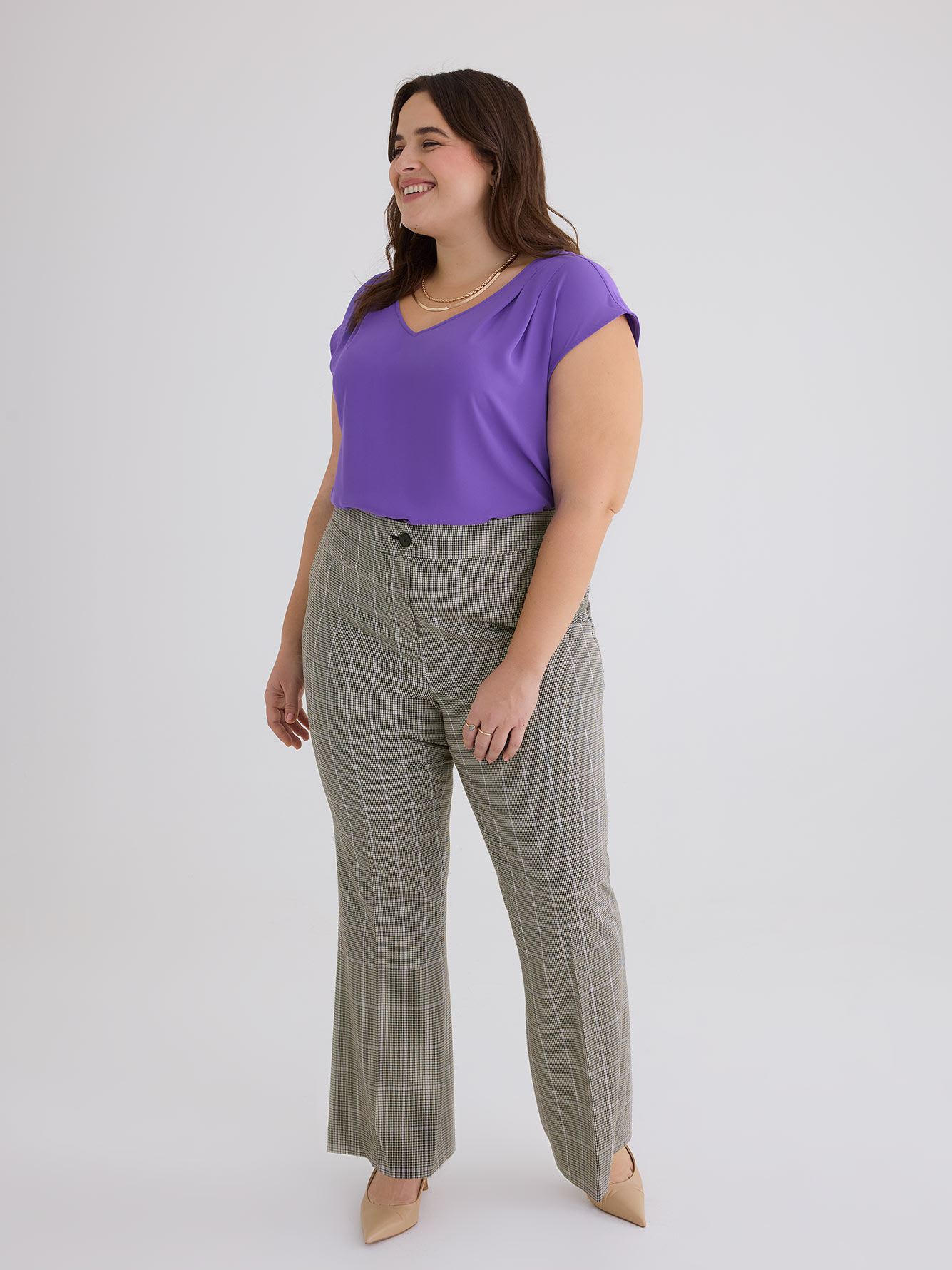 Plaid Flare Leg Pant