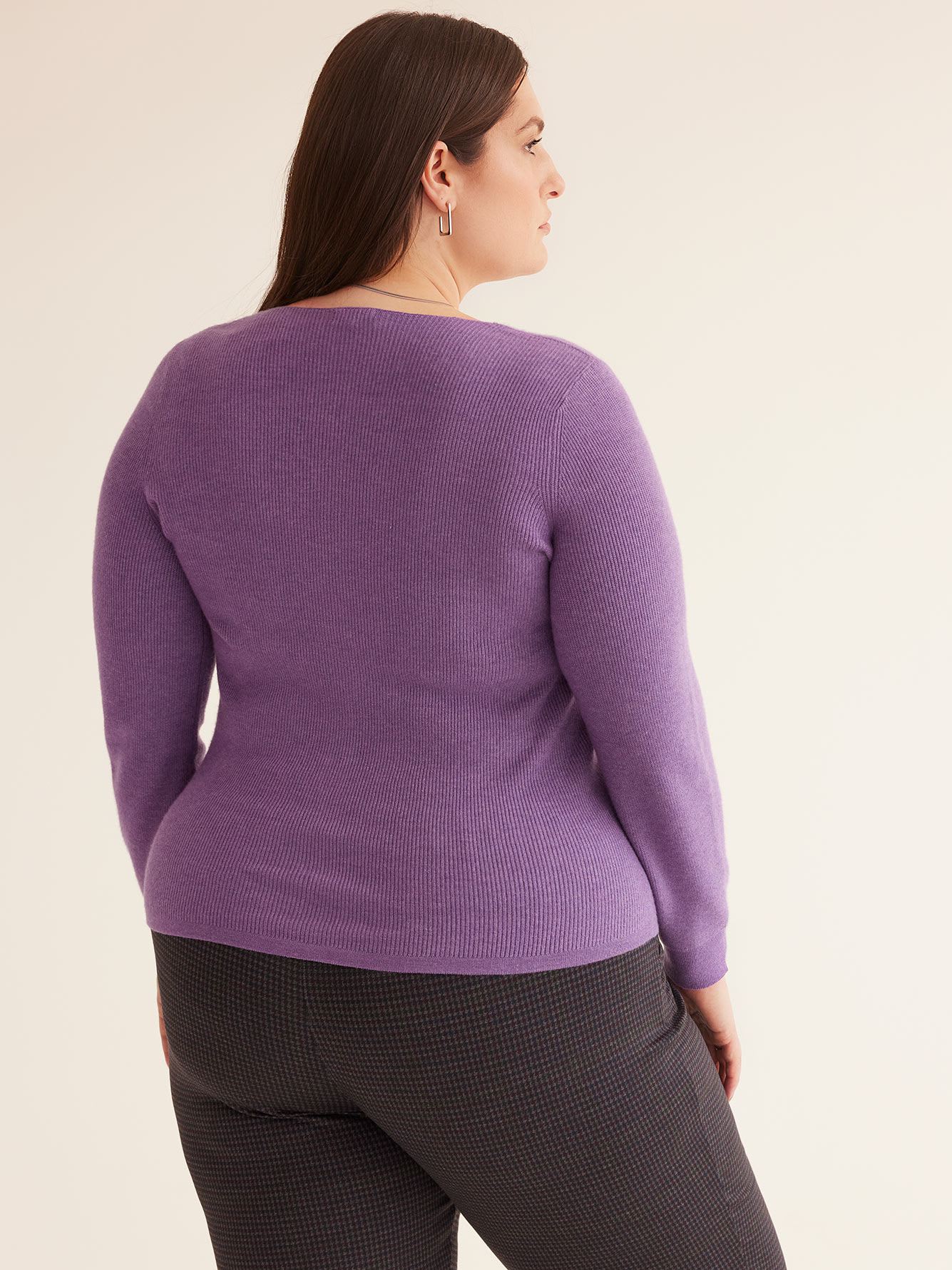 Shirred V-Neck Sweater