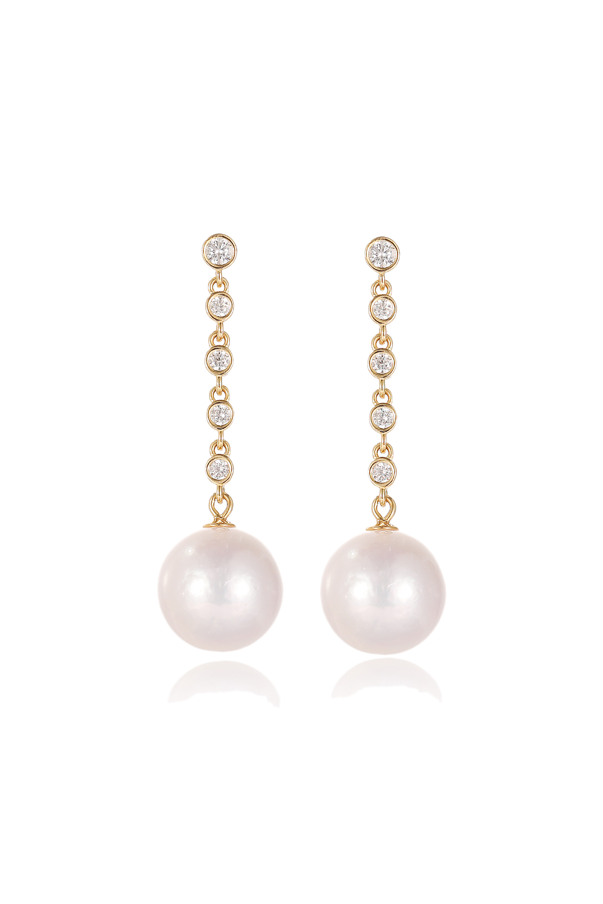 Classicharms-Electra Diamond Rivière Pearl Drop Earrings