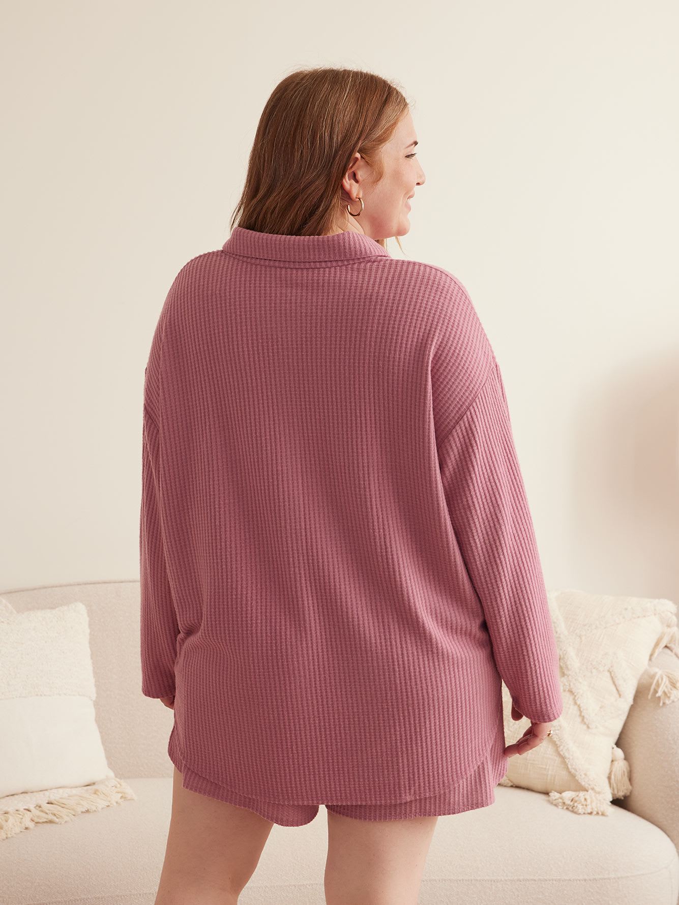 Long Waffle Knit Pyjama Shirt - ti Voglio