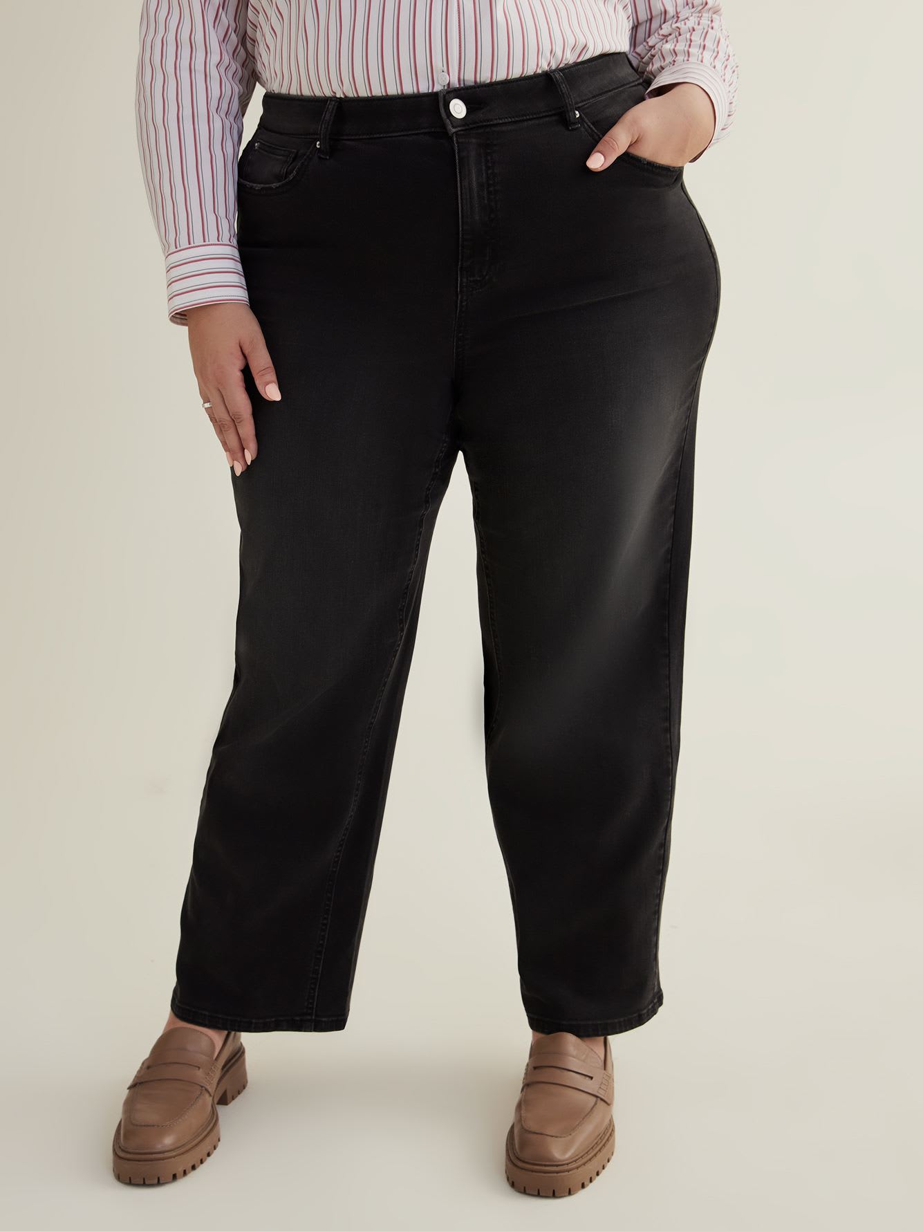Responsible, Curvy-Fit High-Rise Wide-Leg Jeans, Black Wash - d/C Jeans