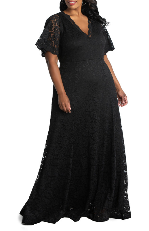 Kiyonna Plus Size Symphony Lace Evening Gown (Plus Size)