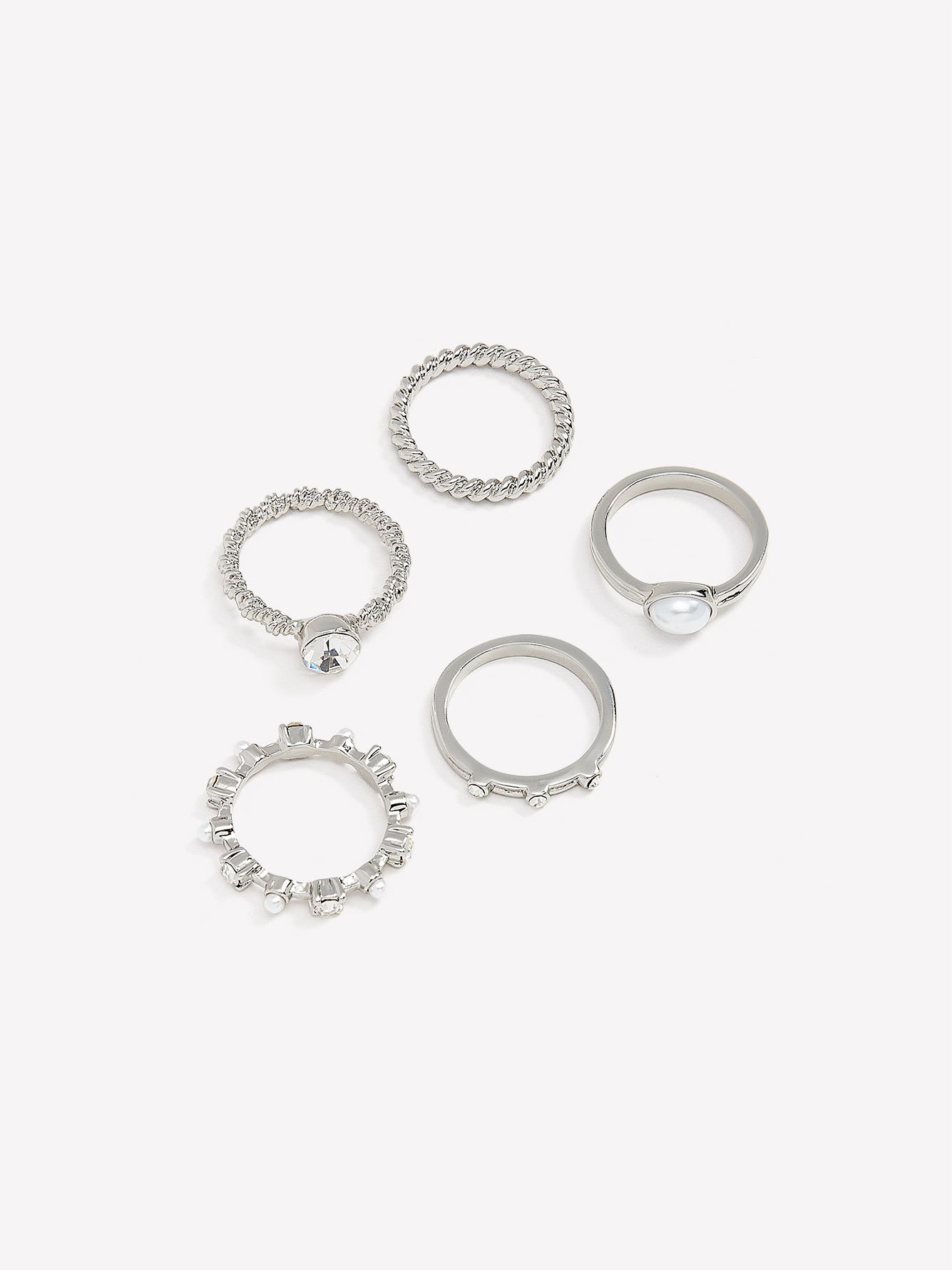 Assorted Fancy Metallic Rings, Set of 5