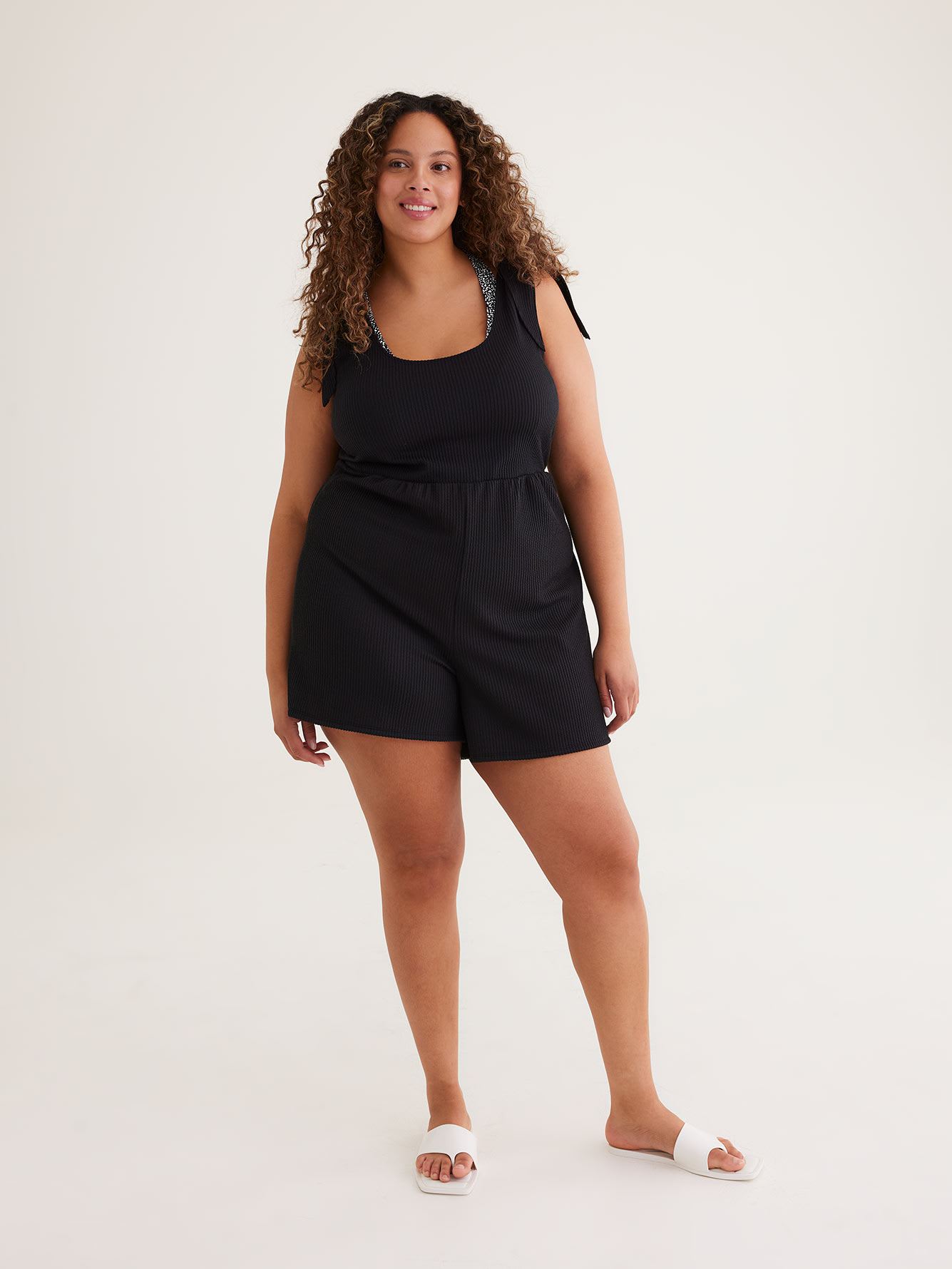 Black Swimsuit Cover-Up Romper