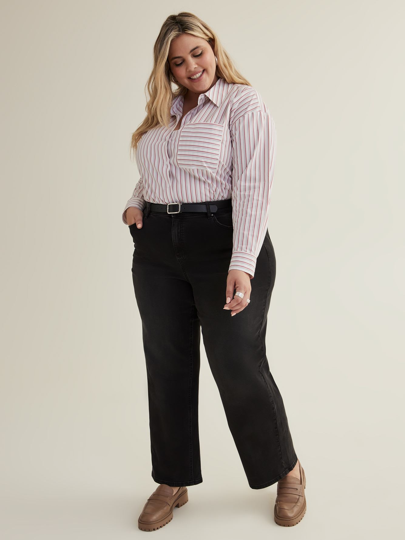 Responsible, Curvy-Fit High-Rise Wide-Leg Jeans, Black Wash - d/C Jeans
