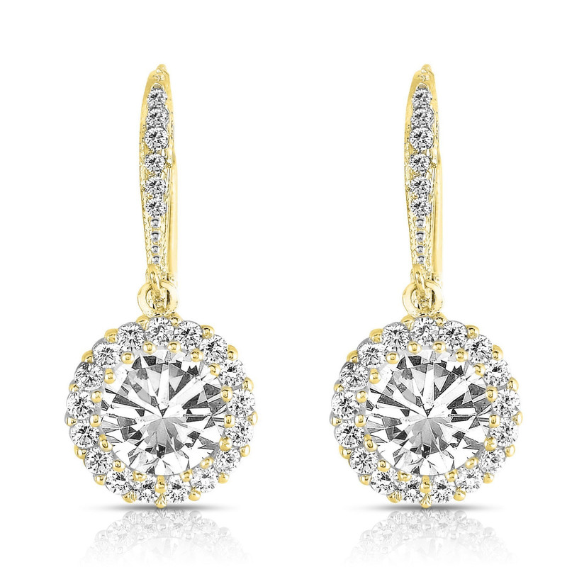 Genevive Sterling Silver with Colored Cubic Zirconia Drop Euro Earrings