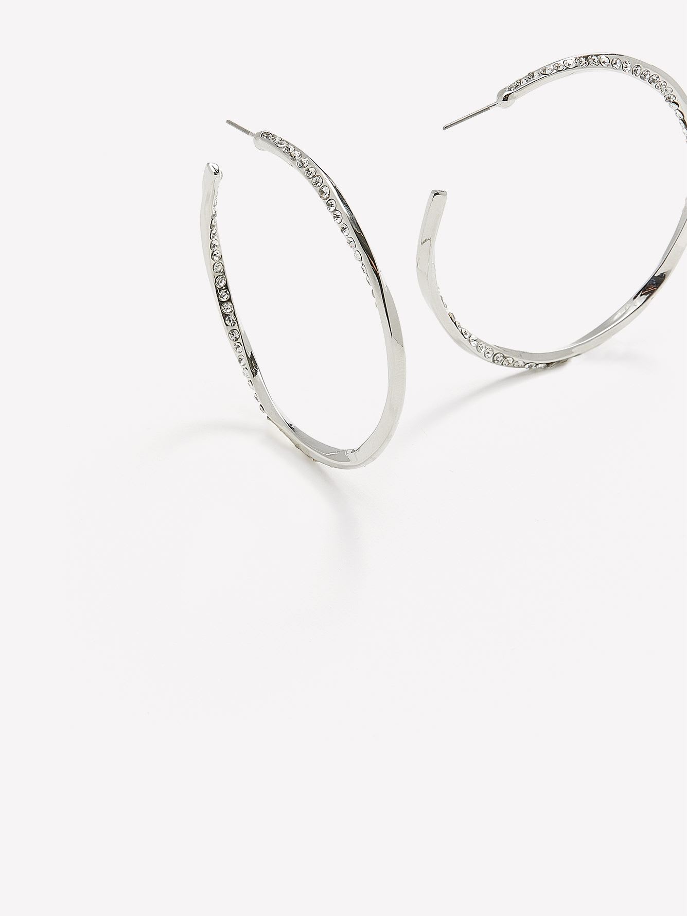 Silver Twisted Hoop Earrings