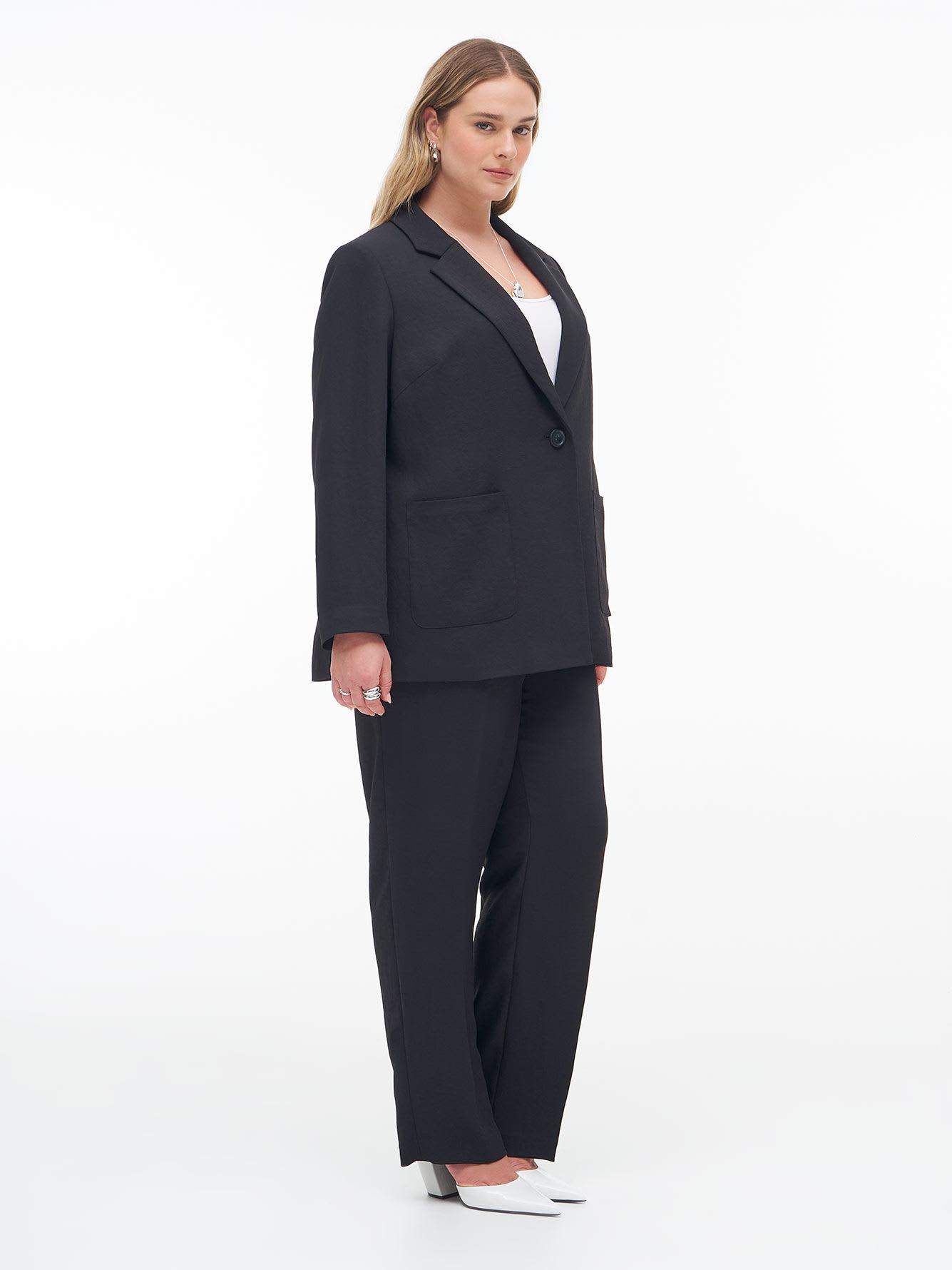 Long Blazer with Side Slits - Addition Elle