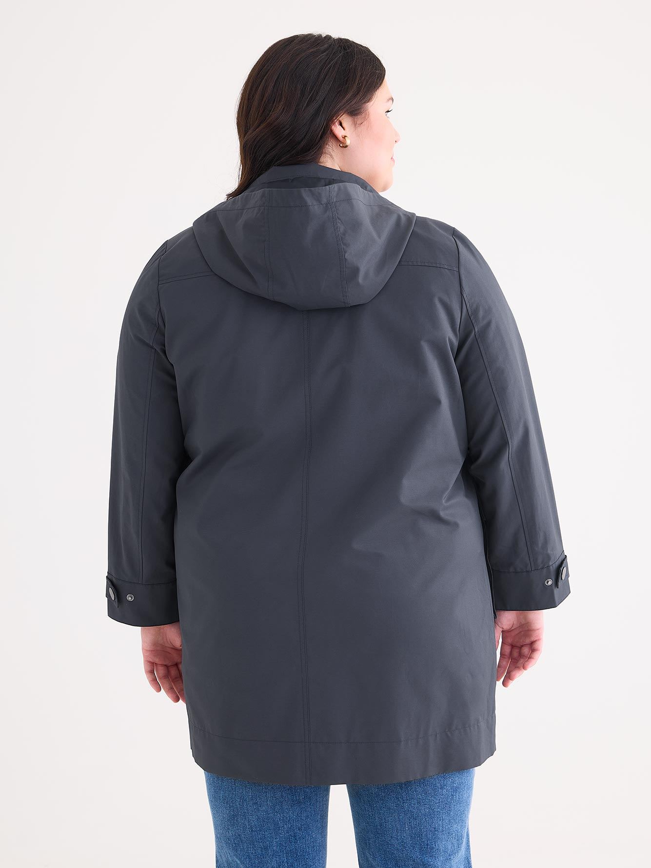 Knee-Length Hooded Rain Jacket