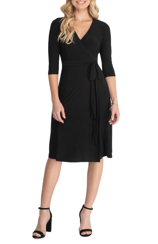 Kiyonna Essential Wrap Dress with 3/4 Sleeves