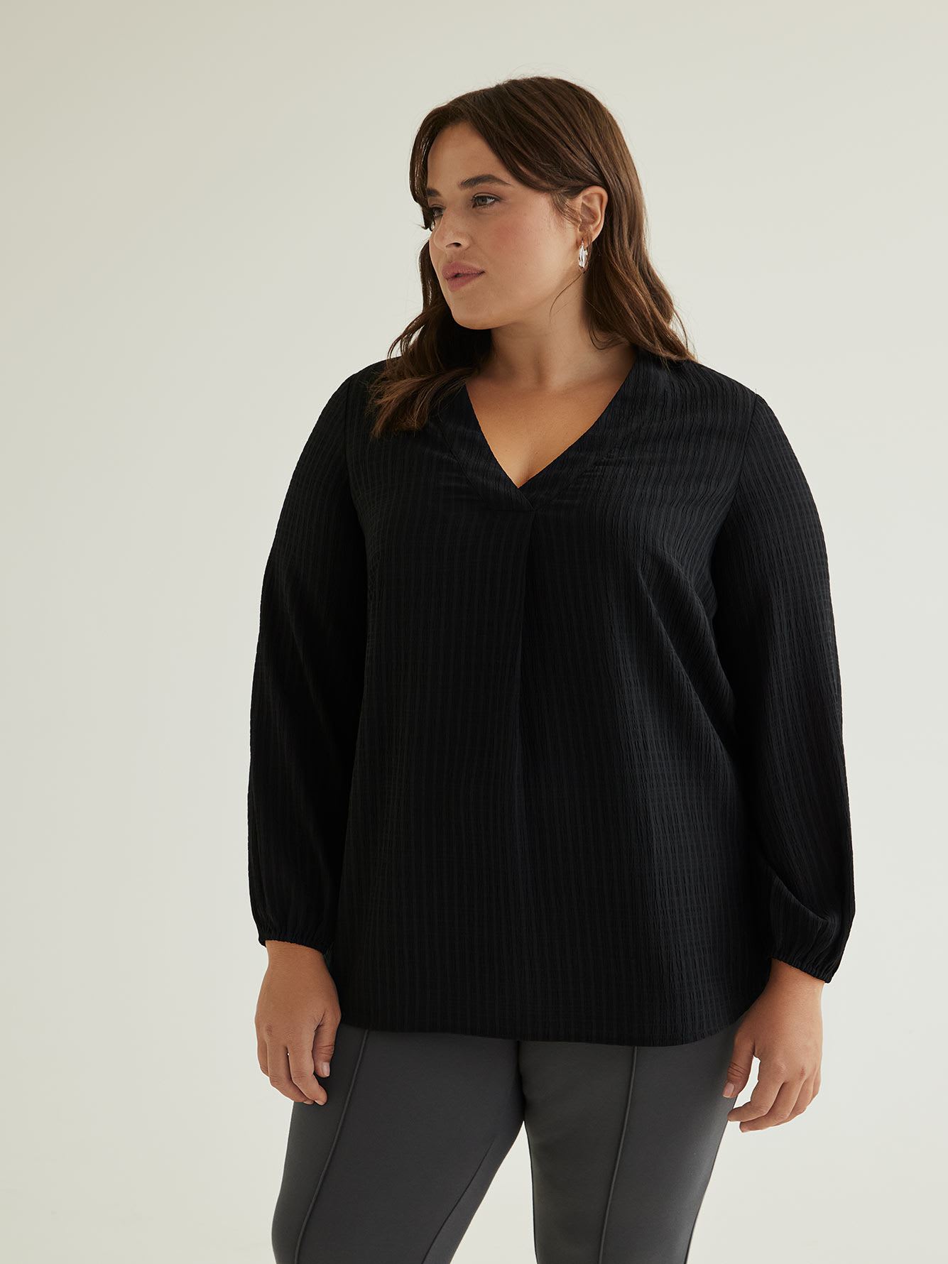 Tunic Blouse with Balloon Sleeves