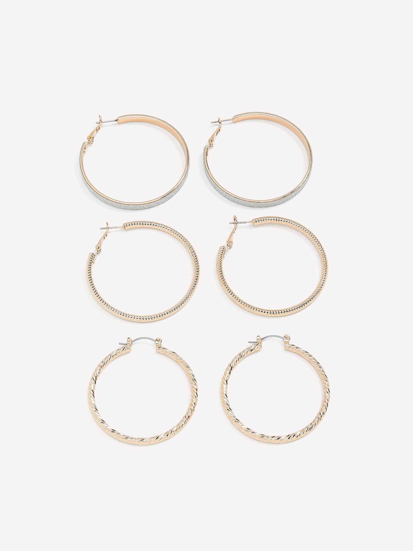 Hoop Earrings with Paper Glitter, Set of 3